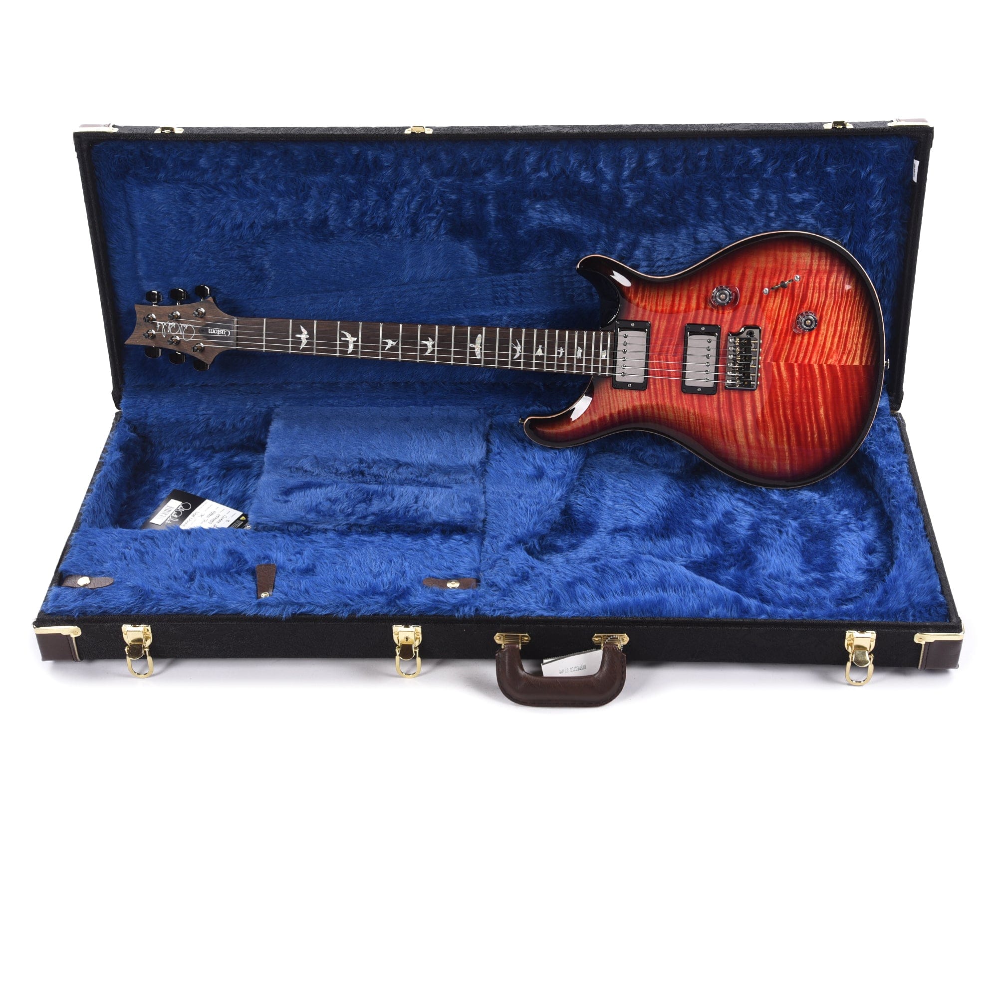 PRS Wood Library Custom 24 10-Top Flame Blood Orange Smokeburst w/Ziricote Fingerboard & Smoked Black Hardware Electric Guitars / Solid Body