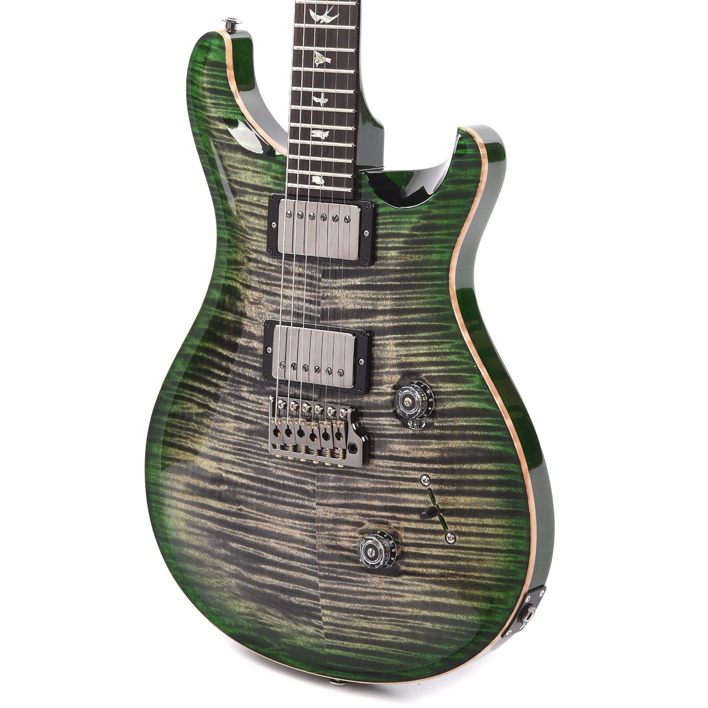 PRS Wood Library Custom 24 10-Top Flame Charcoal Jade Burst w/Ziricote Fingerboard & Smoked Black Hardware Electric Guitars / Solid Body