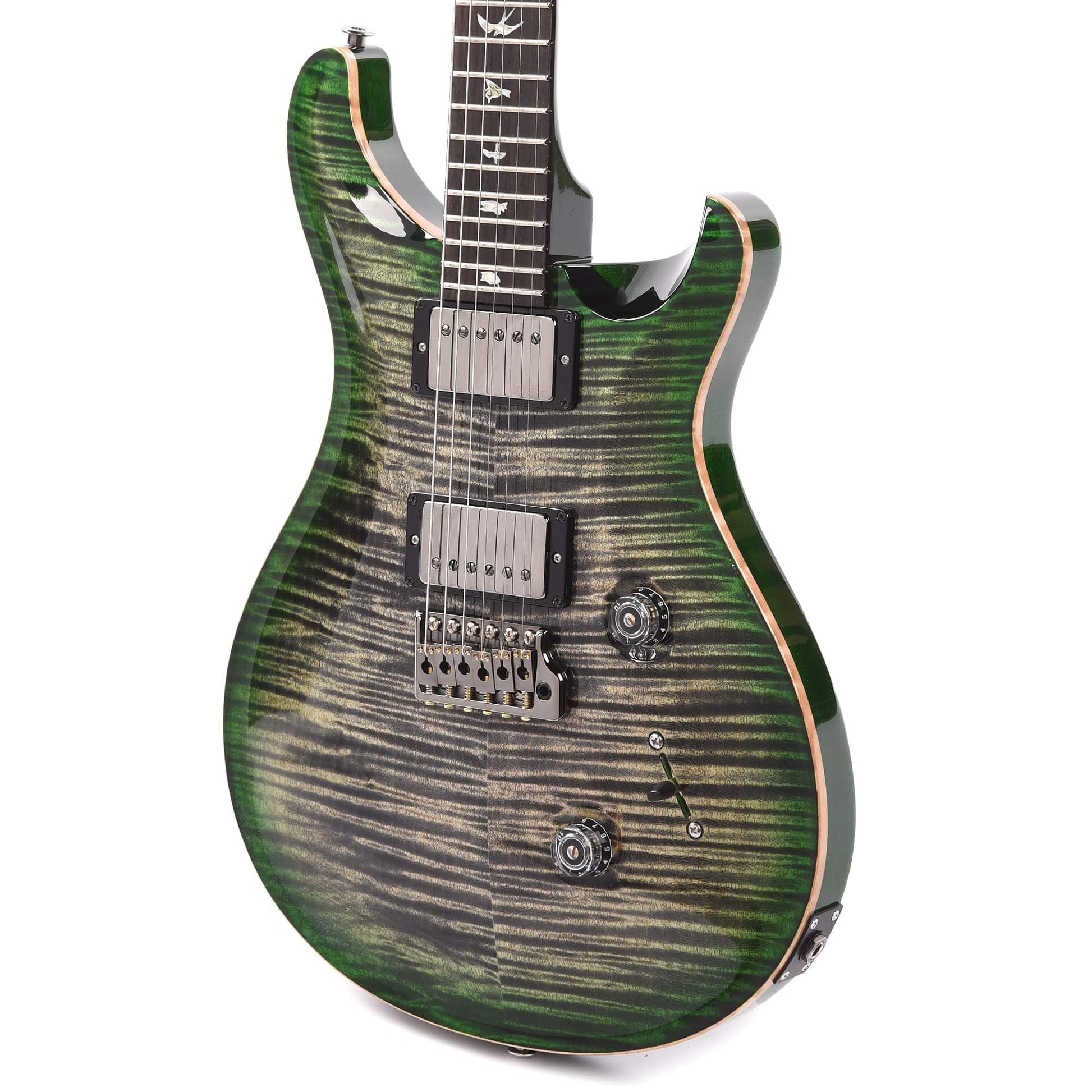 PRS Wood Library Custom 24 10-Top Flame Charcoal Jade Burst w/Ziricote Fingerboard & Smoked Black Hardware Electric Guitars / Solid Body