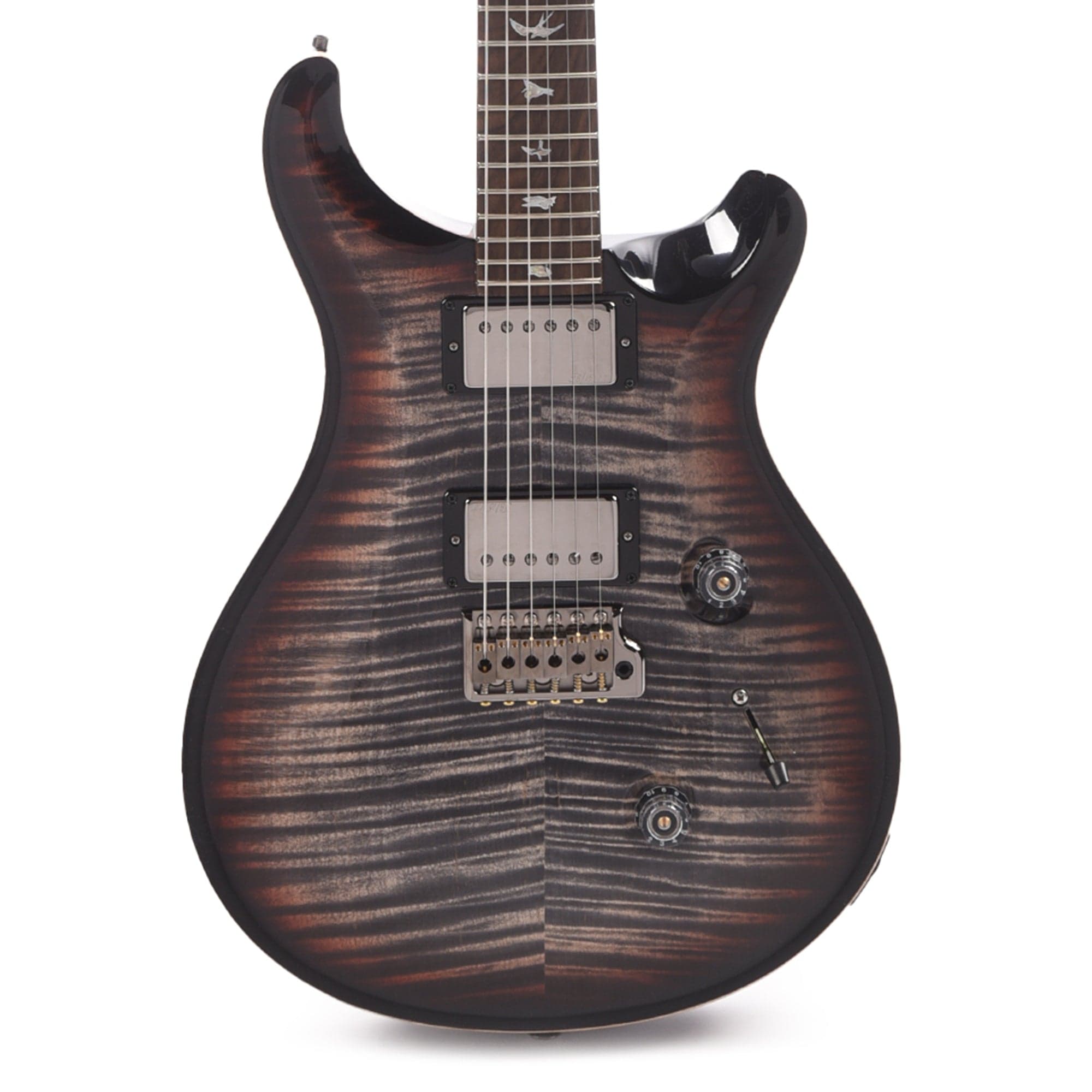 PRS Wood Library Custom 24 10-Top Flame Charcoal Tri-Color Burst w/Ziricote Fingerboard & Smoked Black Hardware Electric Guitars / Solid Body