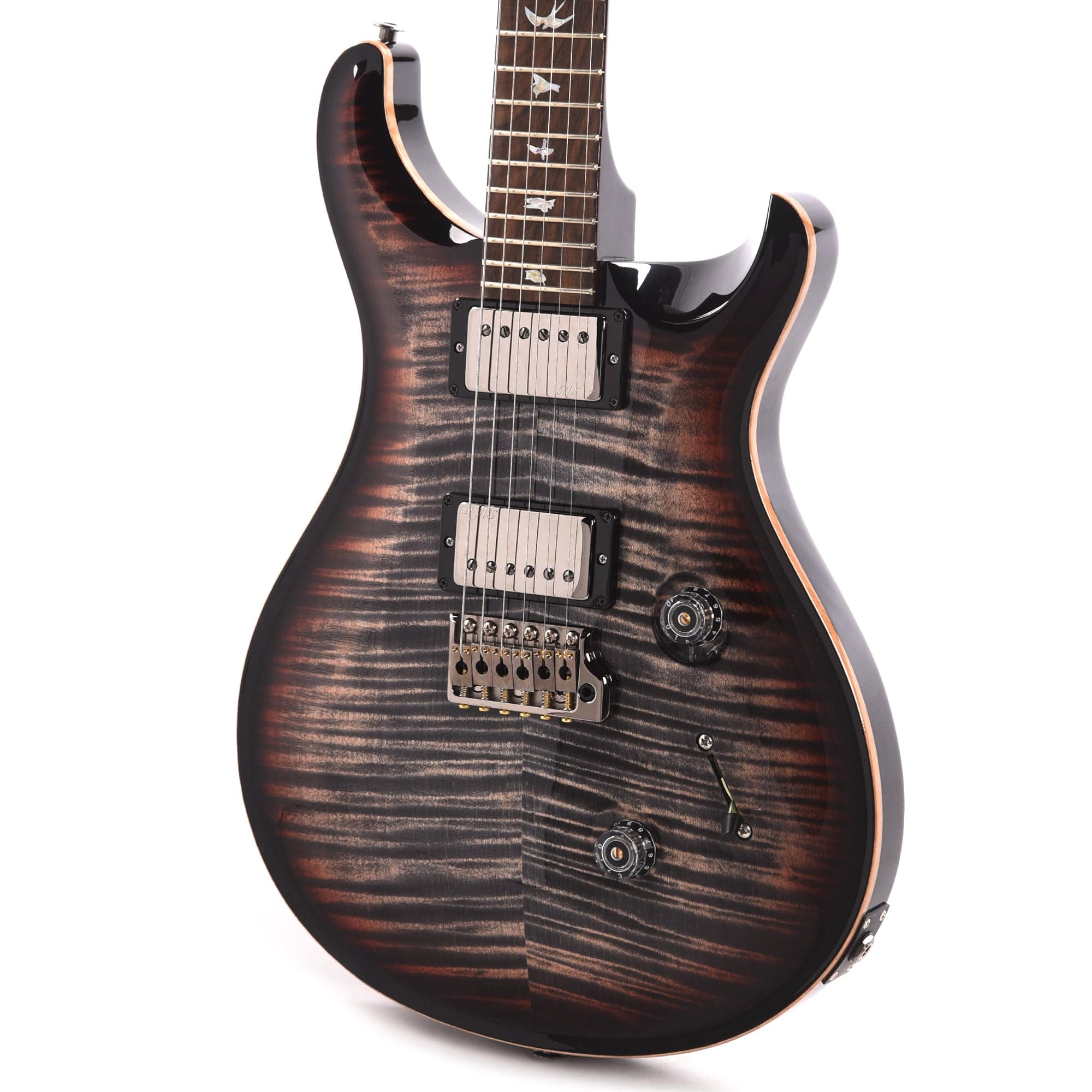 PRS Wood Library Custom 24 10-Top Flame Charcoal Tri-Color Burst w/Ziricote Fingerboard & Smoked Black Hardware Electric Guitars / Solid Body