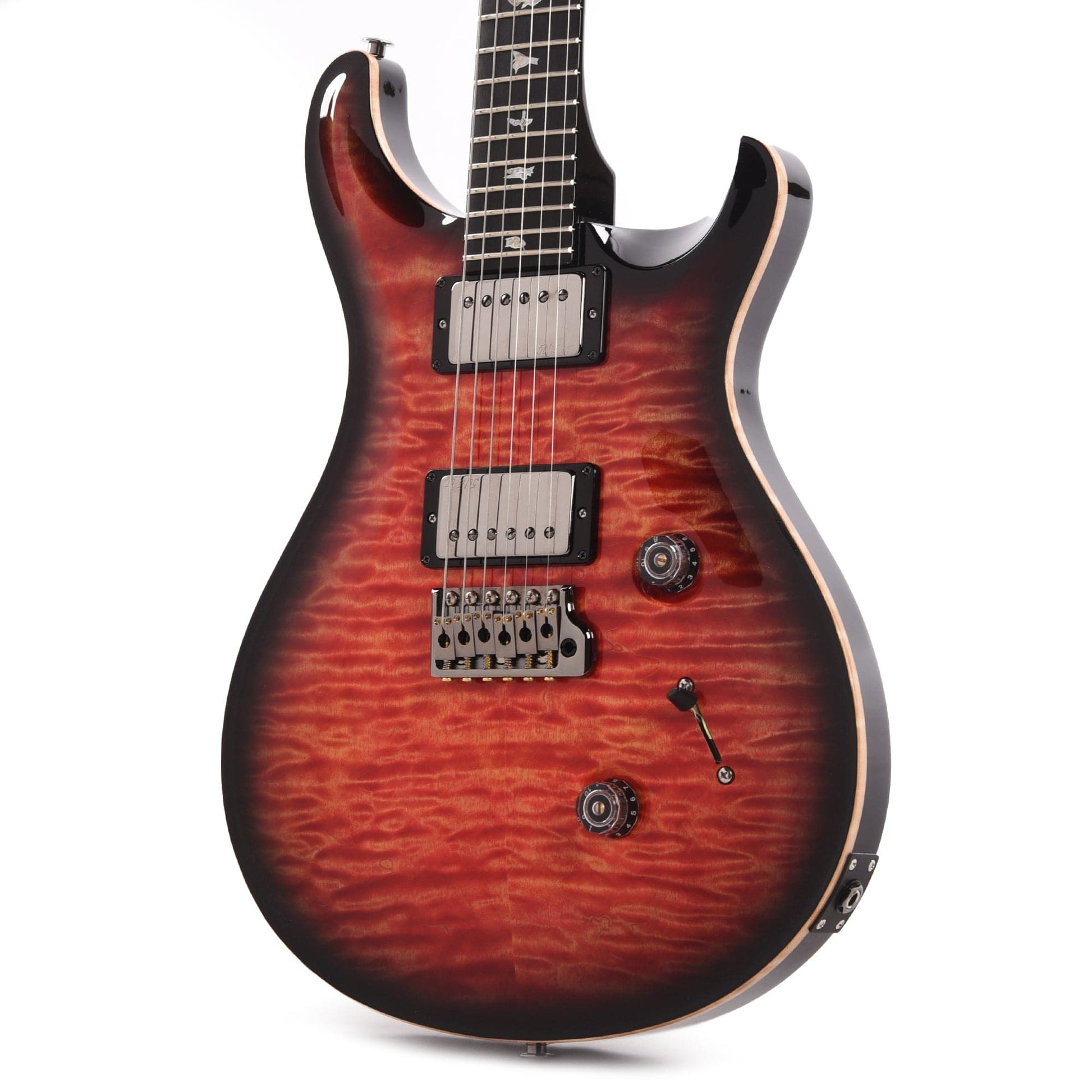 PRS Wood Library Custom 24 10-Top Quilt Blood Orange Smokeburst w/Ebony Fingerboard & Smoked Black Hardware Electric Guitars / Solid Body