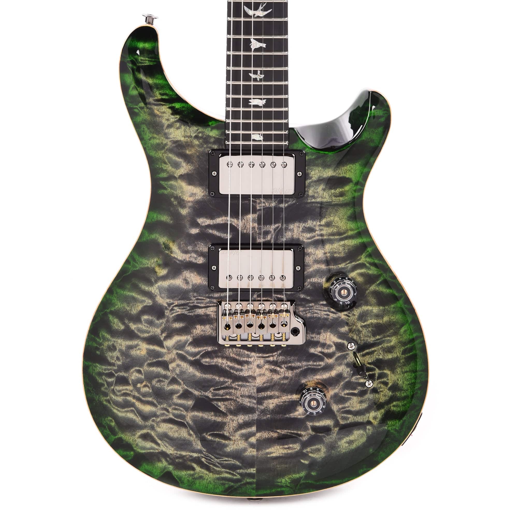PRS Wood Library Custom 24 10-Top Quilt Charcoal Jade Burst w/Ebony Fingerboard & Smoked Black Hardware Electric Guitars / Solid Body