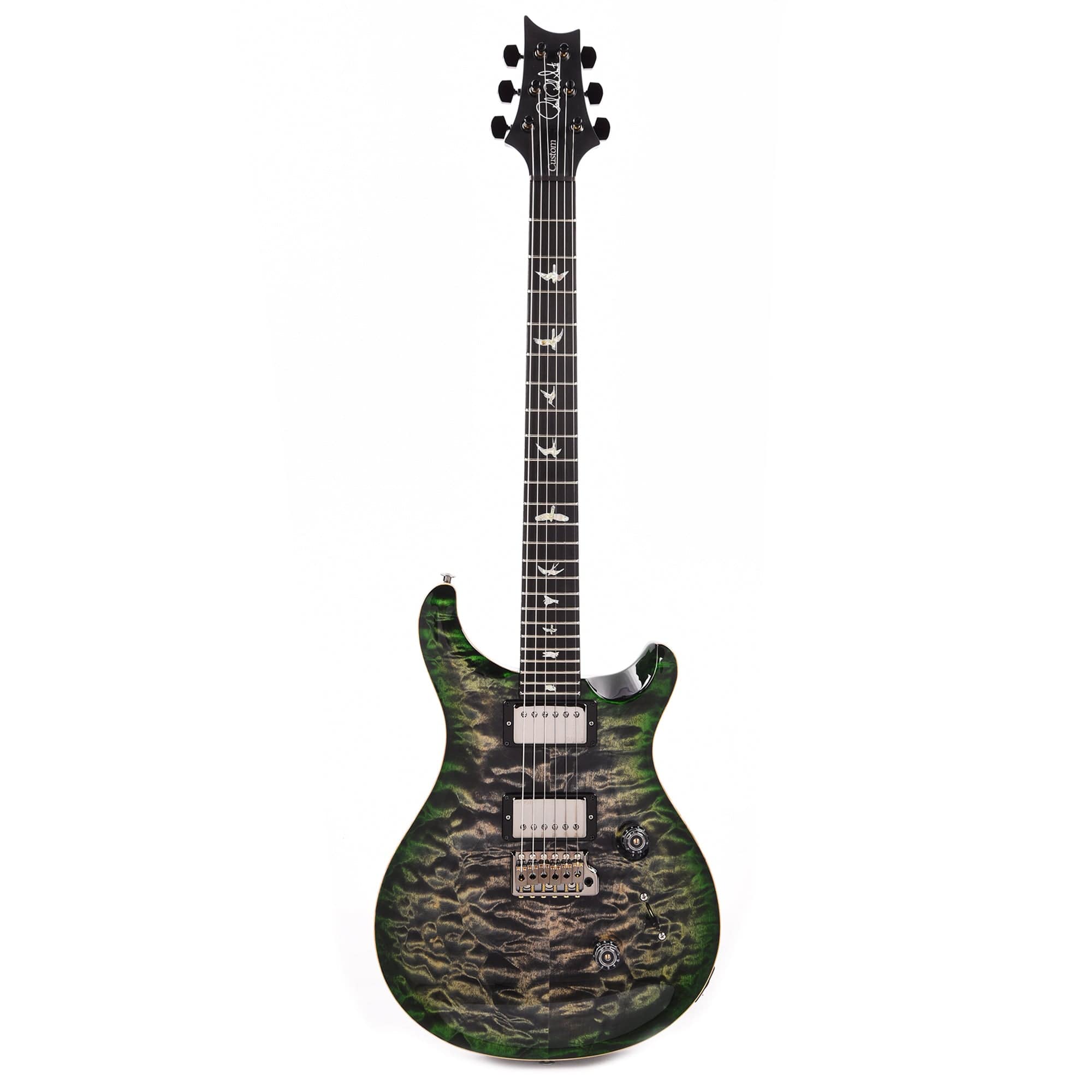 PRS Wood Library Custom 24 10-Top Quilt Charcoal Jade Burst w/Ebony Fingerboard & Smoked Black Hardware Electric Guitars / Solid Body