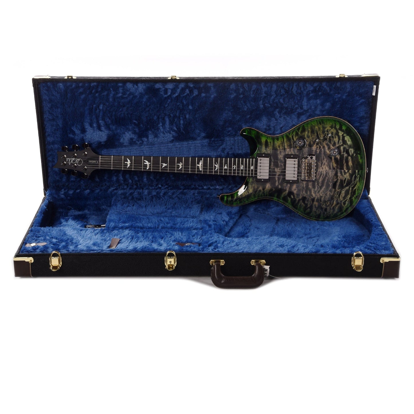 PRS Wood Library Custom 24 10-Top Quilt Charcoal Jade Burst w/Ebony Fingerboard & Smoked Black Hardware Electric Guitars / Solid Body