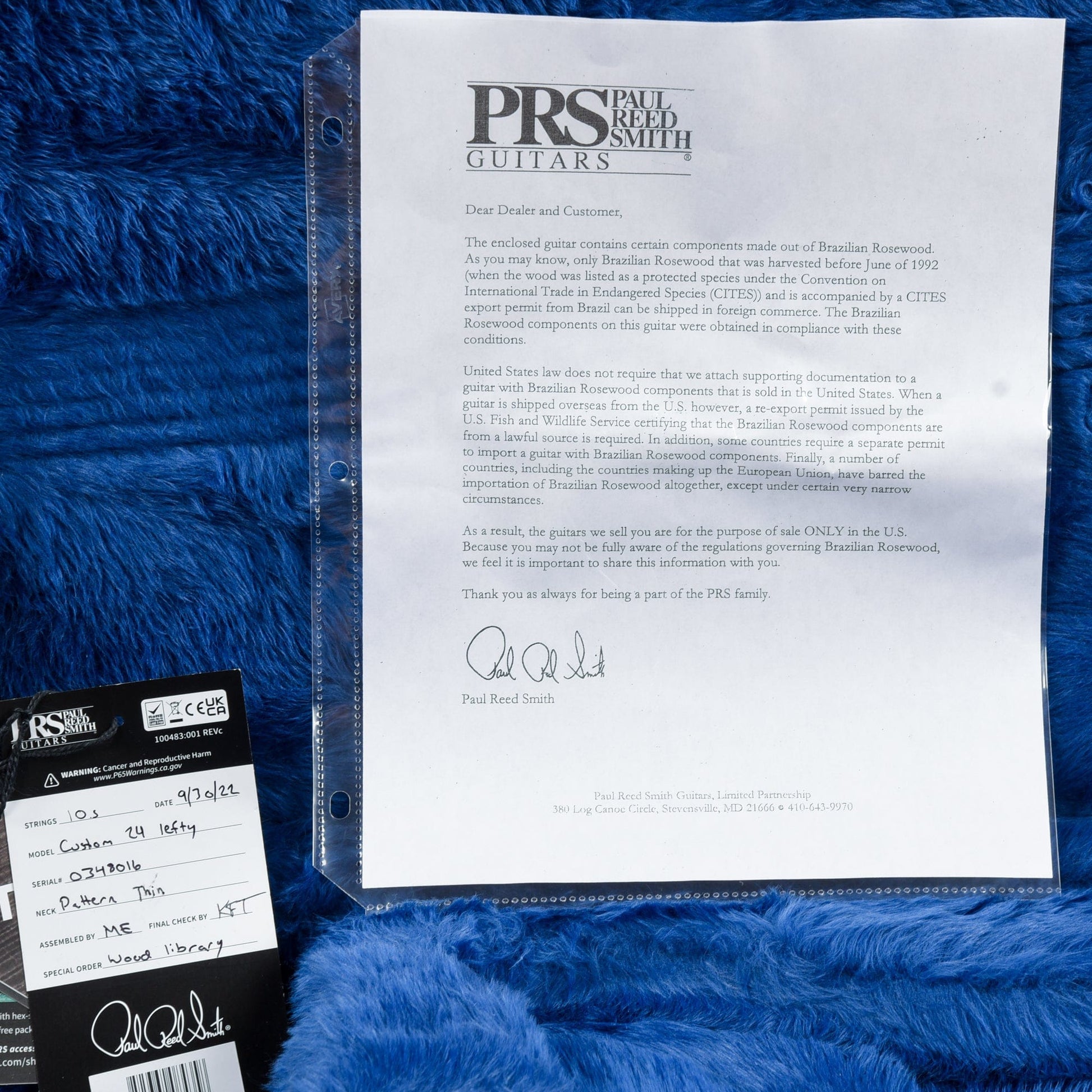 PRS Wood Library Custom 24 10-Top w/Brazilian Rosewood Fretboard Black Gold 2022 LEFTY Electric Guitars / Solid Body