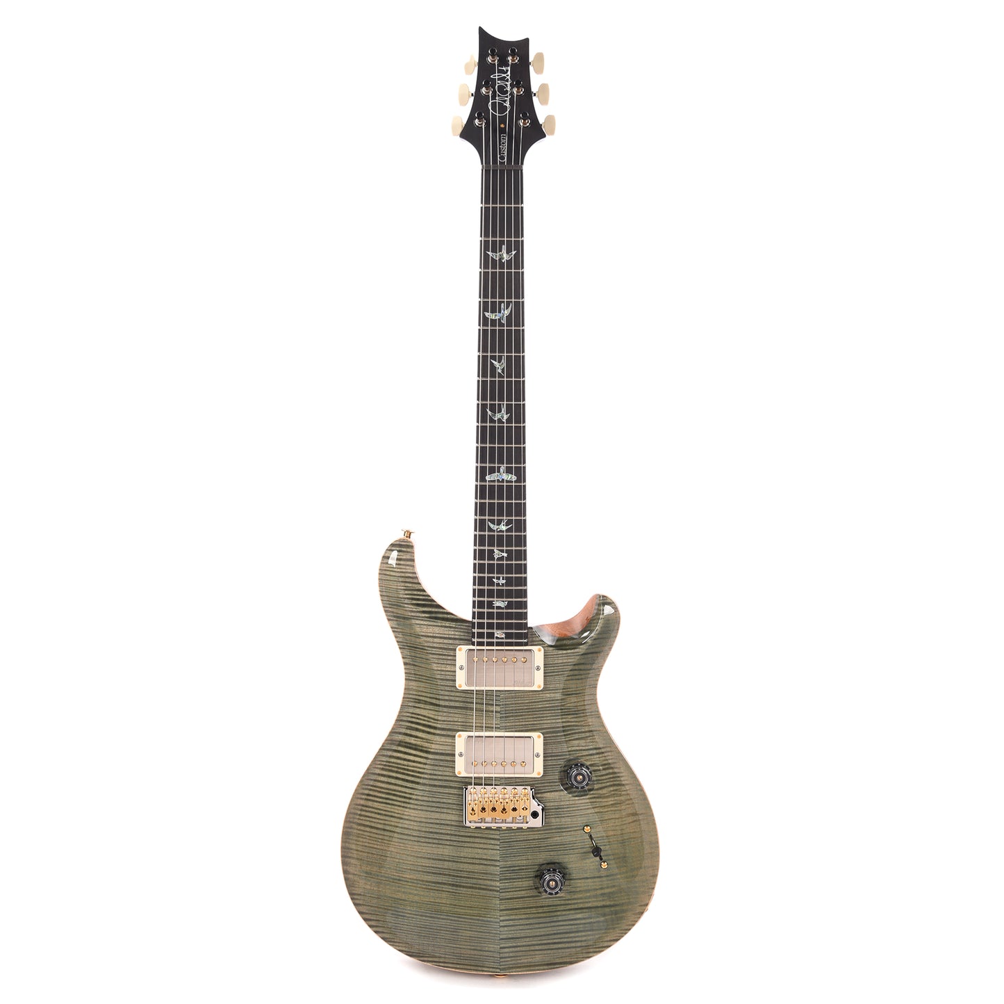 PRS Wood Library Custom 24 Fat Back 10-Top Flame Trampas Green w/Figured Stained Neck & African Blackwood Fingerboard Electric Guitars / Solid Body