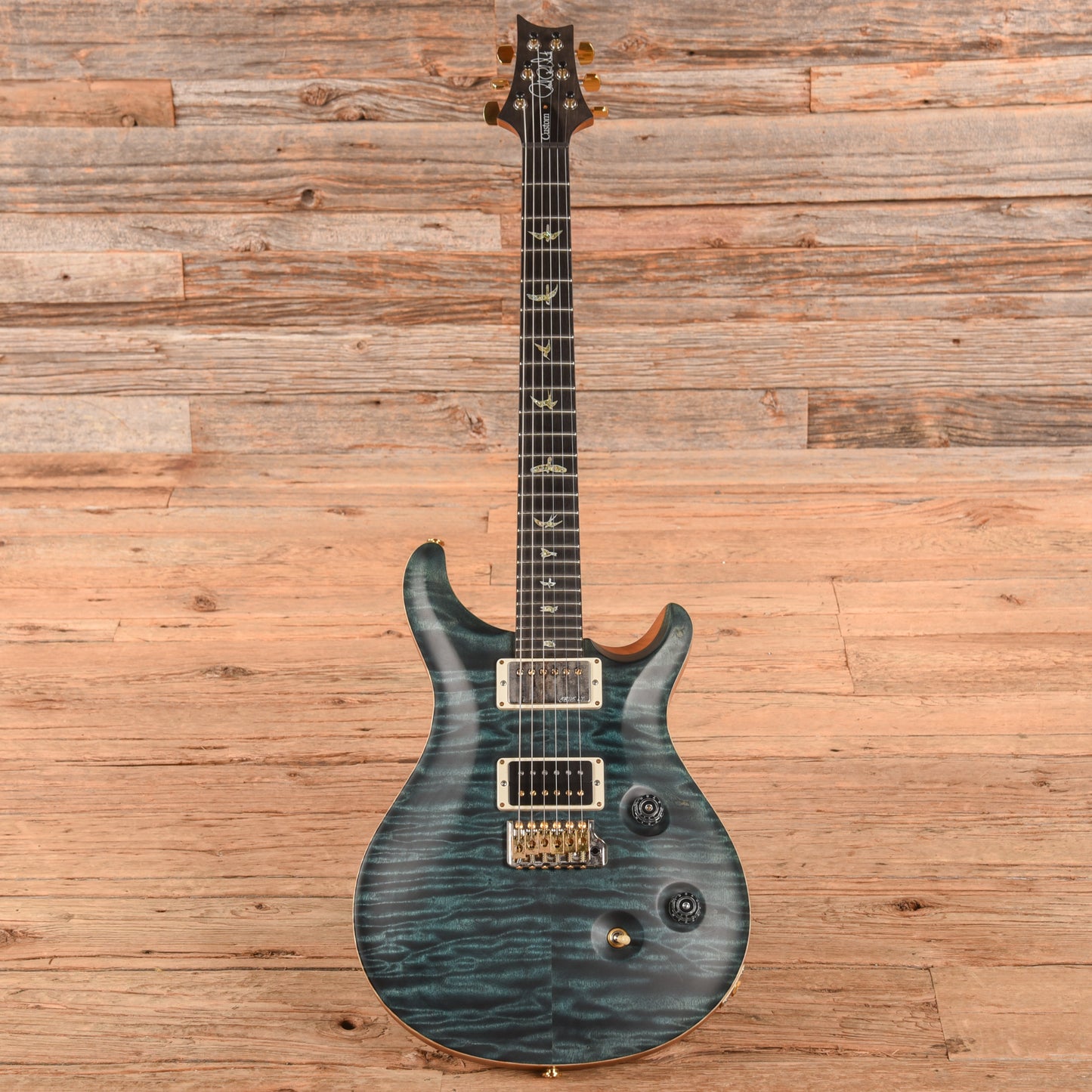 PRS Wood Library Custom 24 Fatback 10-Top Slate Blue Satin 2016 Electric Guitars / Solid Body