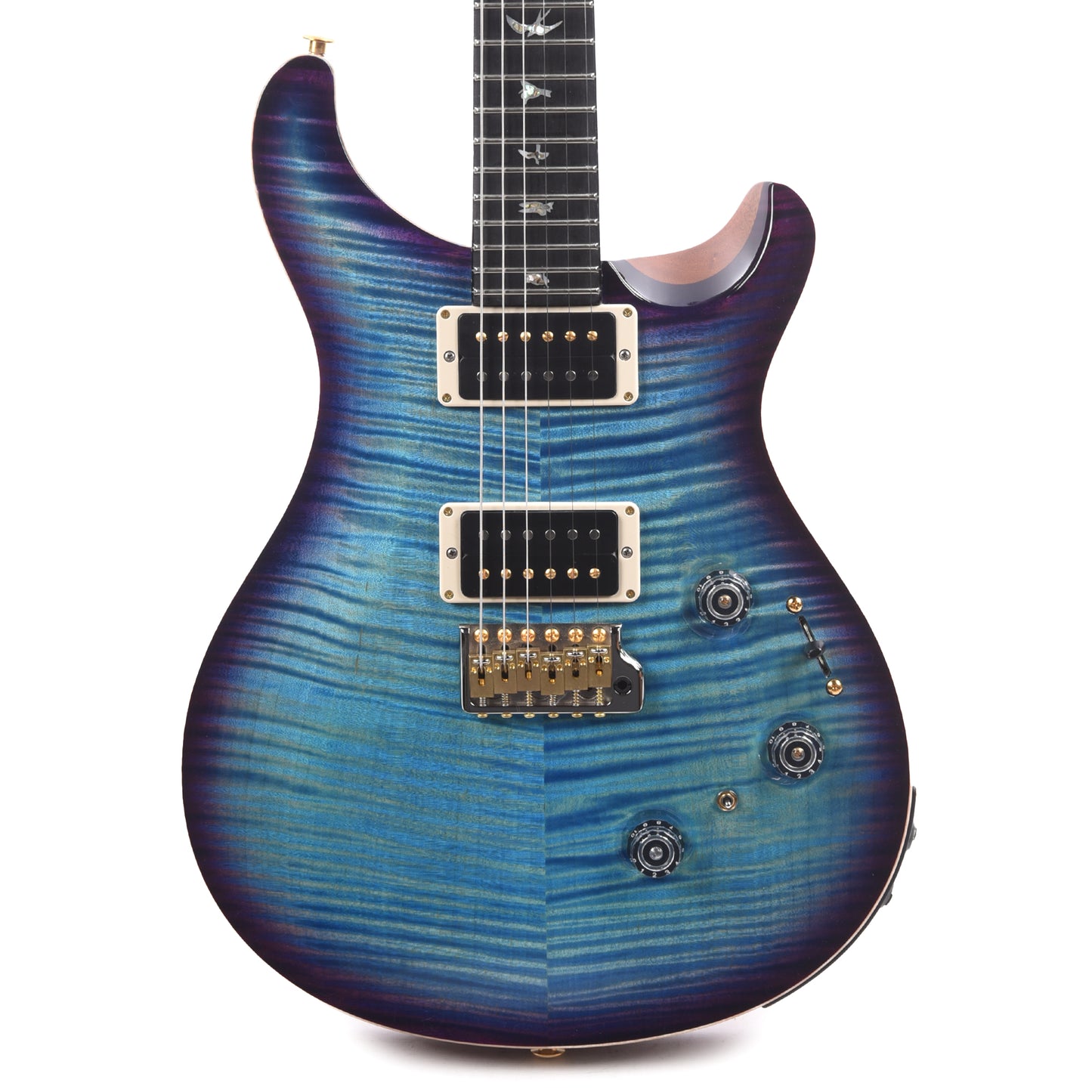 PRS Wood Library Custom 24 Piezo 10-Top Flame Aquableux Purple Burst w/Figured Stained Neck & Ebony Fingerboard Electric Guitars / Solid Body