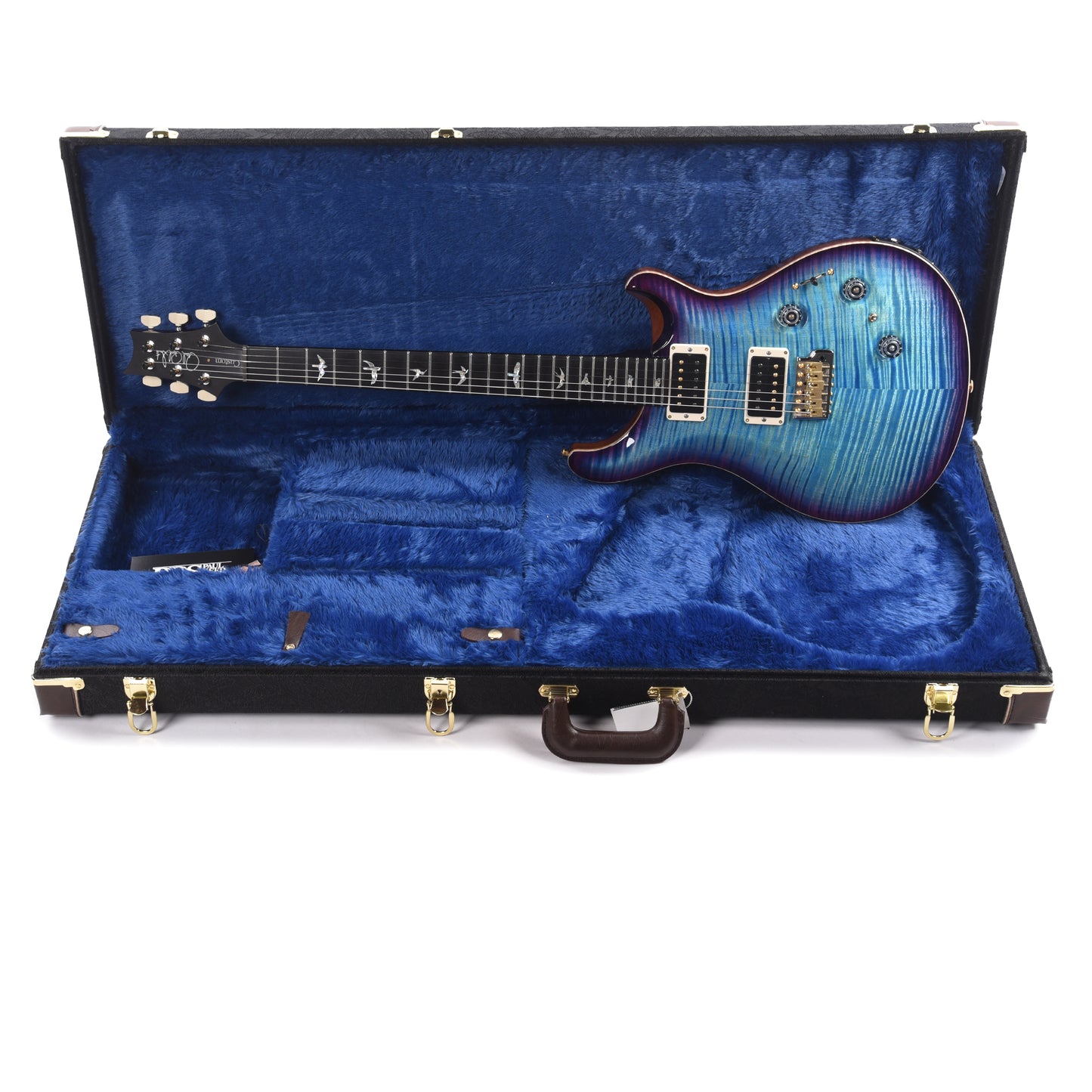 PRS Wood Library Custom 24 Piezo 10-Top Flame Aquableux Purple Burst w/Figured Stained Neck & Ebony Fingerboard Electric Guitars / Solid Body