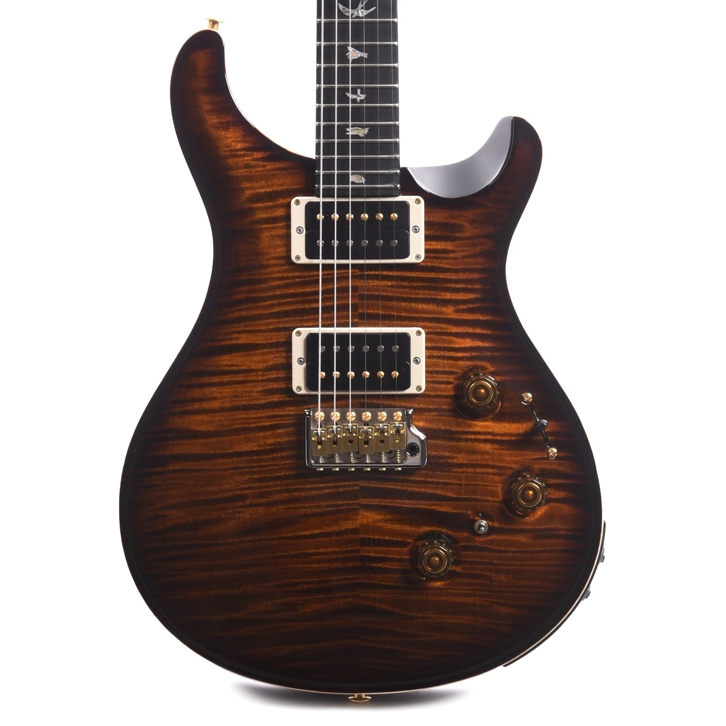 PRS Wood Library Custom 24 Piezo 10-Top Flame Black Gold Burst w/Figured Stained Neck & Ebony Fingerboard Electric Guitars / Solid Body