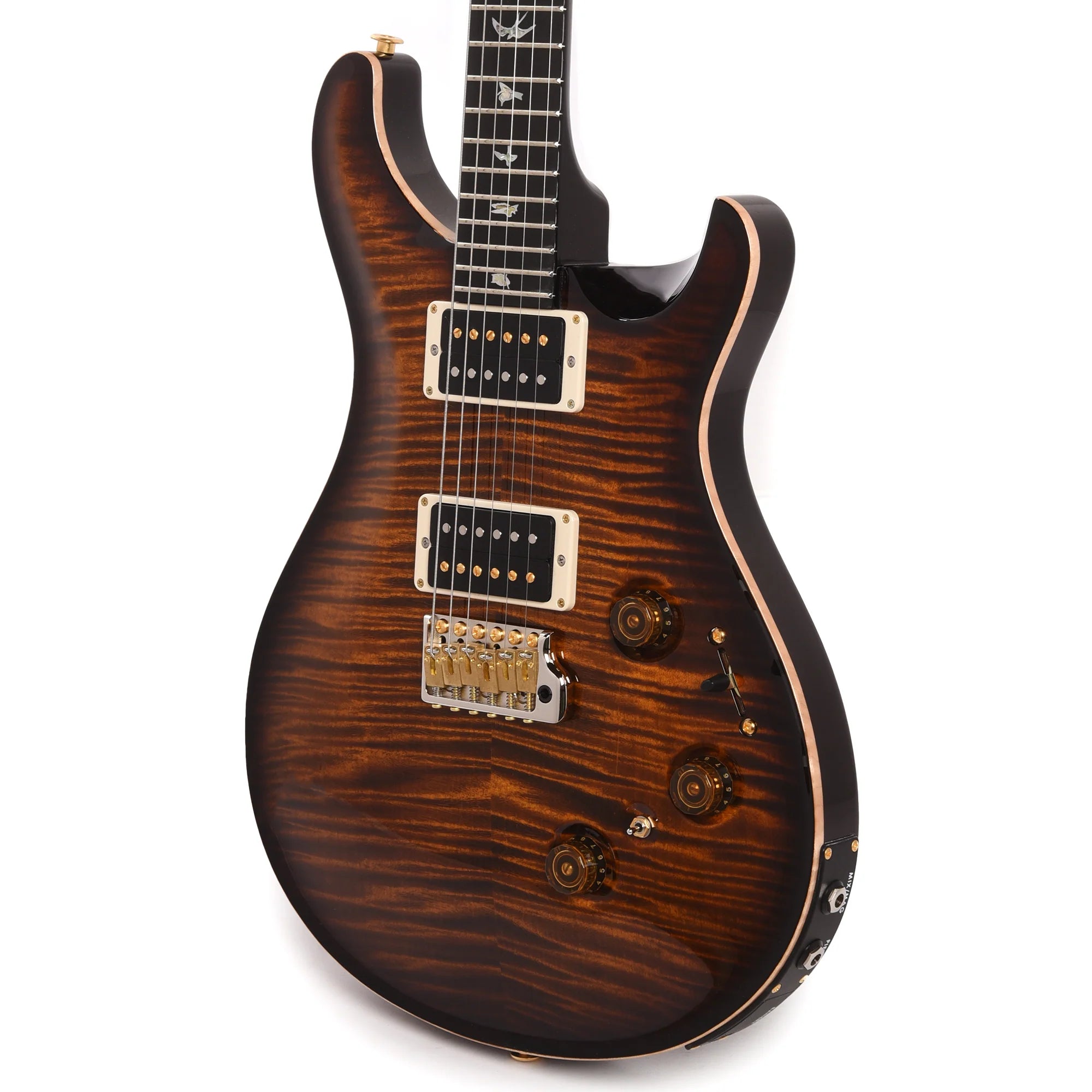 PRS Wood Library Custom 24 Piezo 10-Top Flame Black Gold Burst w/Figured Stained Neck & Ebony Fingerboard Electric Guitars / Solid Body