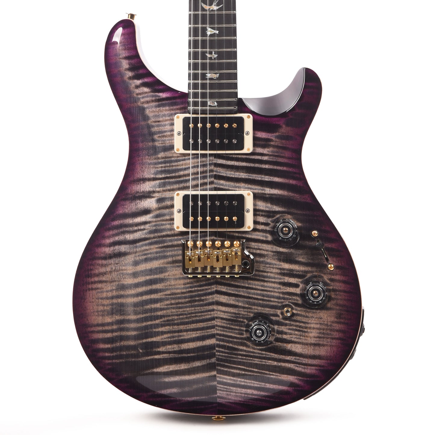 PRS Wood Library Custom 24 Piezo 10-Top Flame Charcoal Purple Burst w/Figured Stained Neck & Ebony Fingerboard Electric Guitars / Solid Body