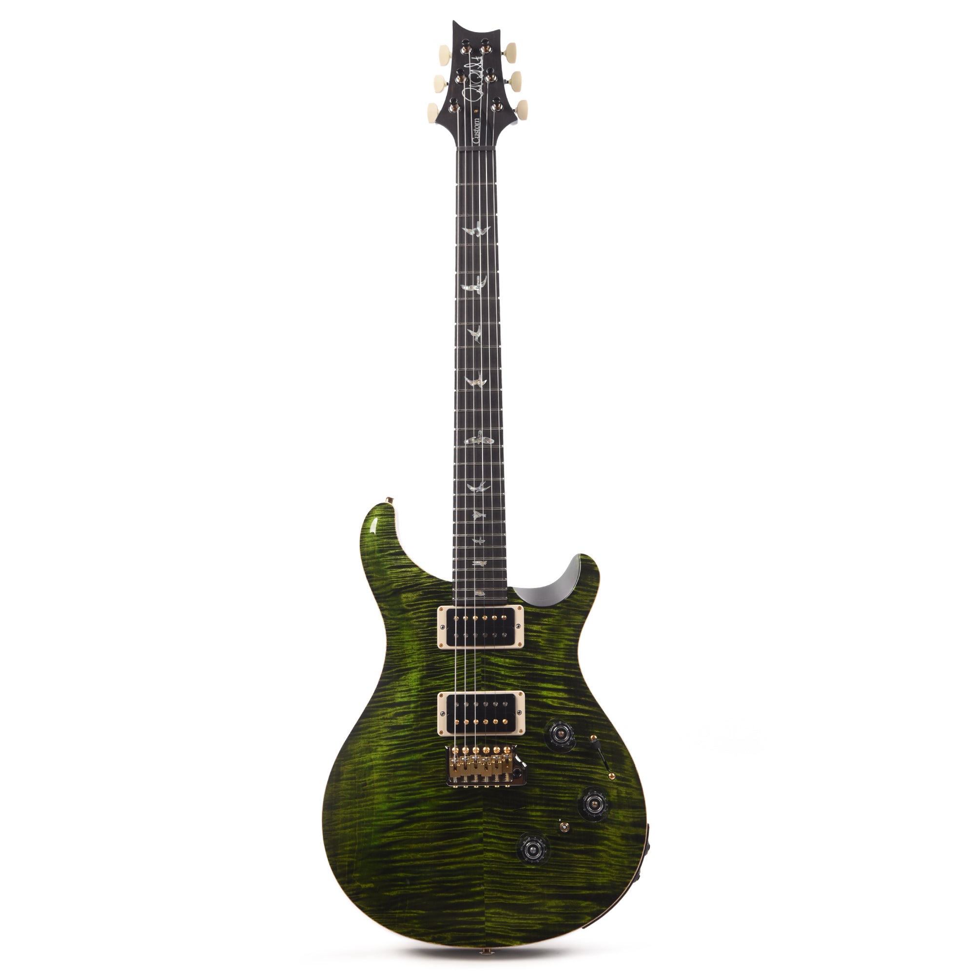 PRS Wood Library Custom 24 Piezo 10-Top Flame Jade w/Figured Stained Neck & Ebony Fingerboard Electric Guitars / Solid Body