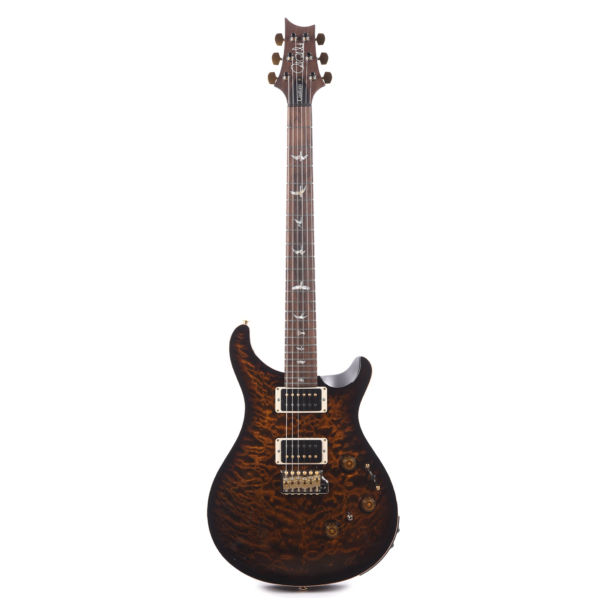 PRS Wood Library Custom 24 Piezo 10-Top Quilt Black Gold Burst w/Brazilian Rosewood Fingerboard Electric Guitars / Solid Body