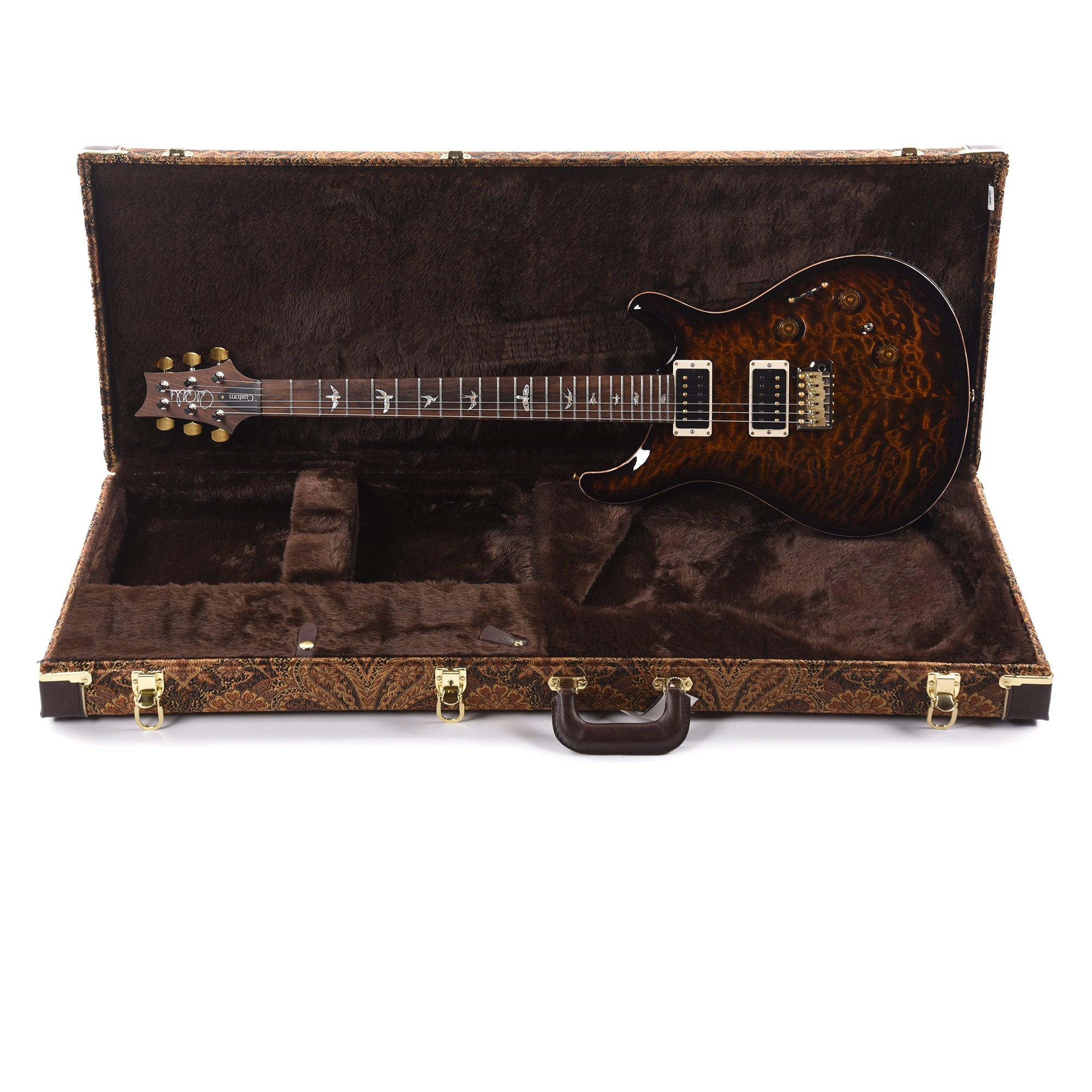 PRS Wood Library Custom 24 Piezo 10-Top Quilt Black Gold Burst w/Brazilian Rosewood Fingerboard Electric Guitars / Solid Body