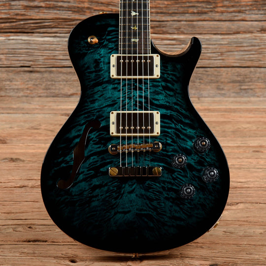 PRS Wood Library McCarty 594 Singlecut Semi-Hollow 10-Top w/Brazilian Rosewood Fretboard Blue Green Micro Burst 2022 Electric Guitars / Solid Body