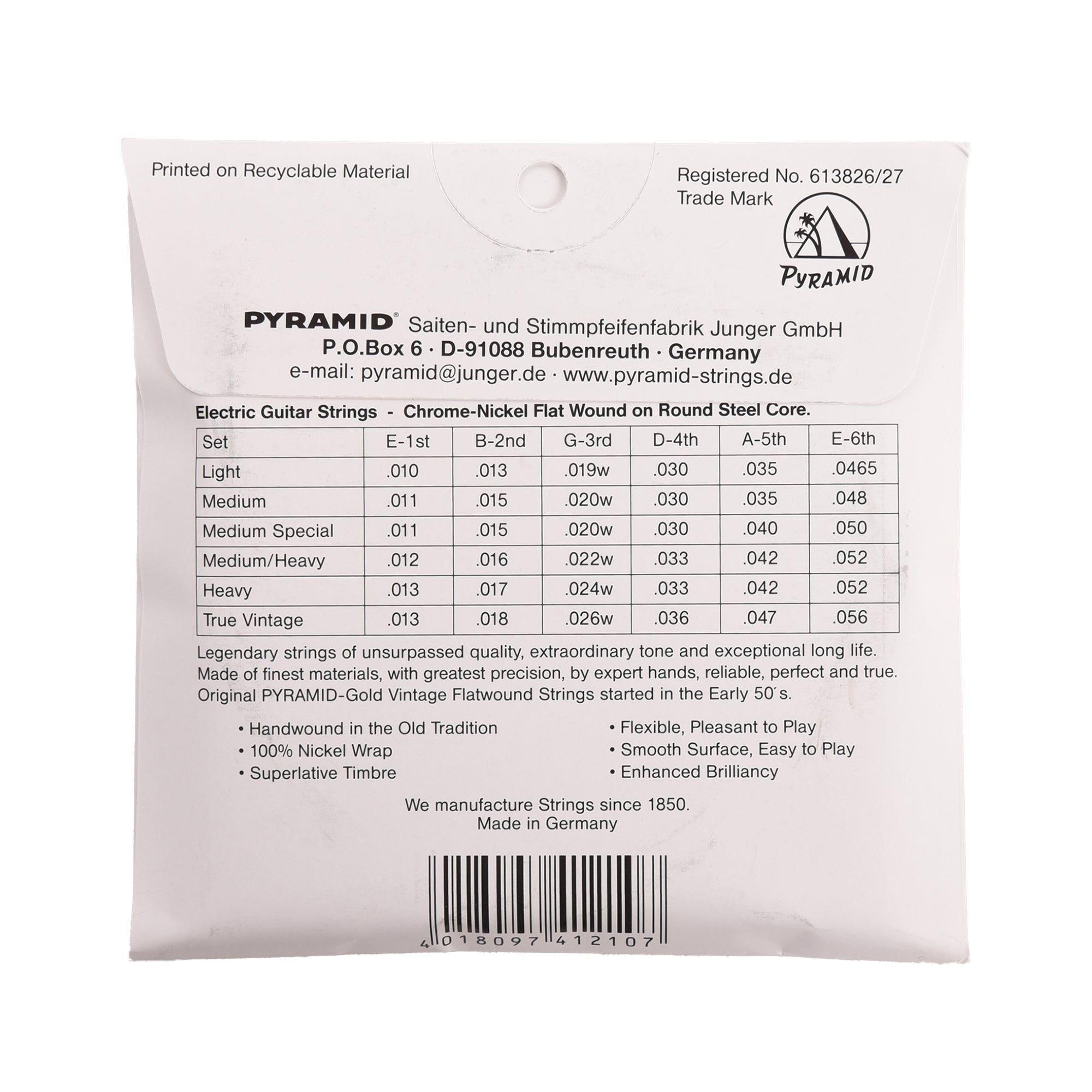 Pyramid Gold Flatwound Heavy Electric Guitar Strings 13-52 Accessories / Strings / Guitar Strings