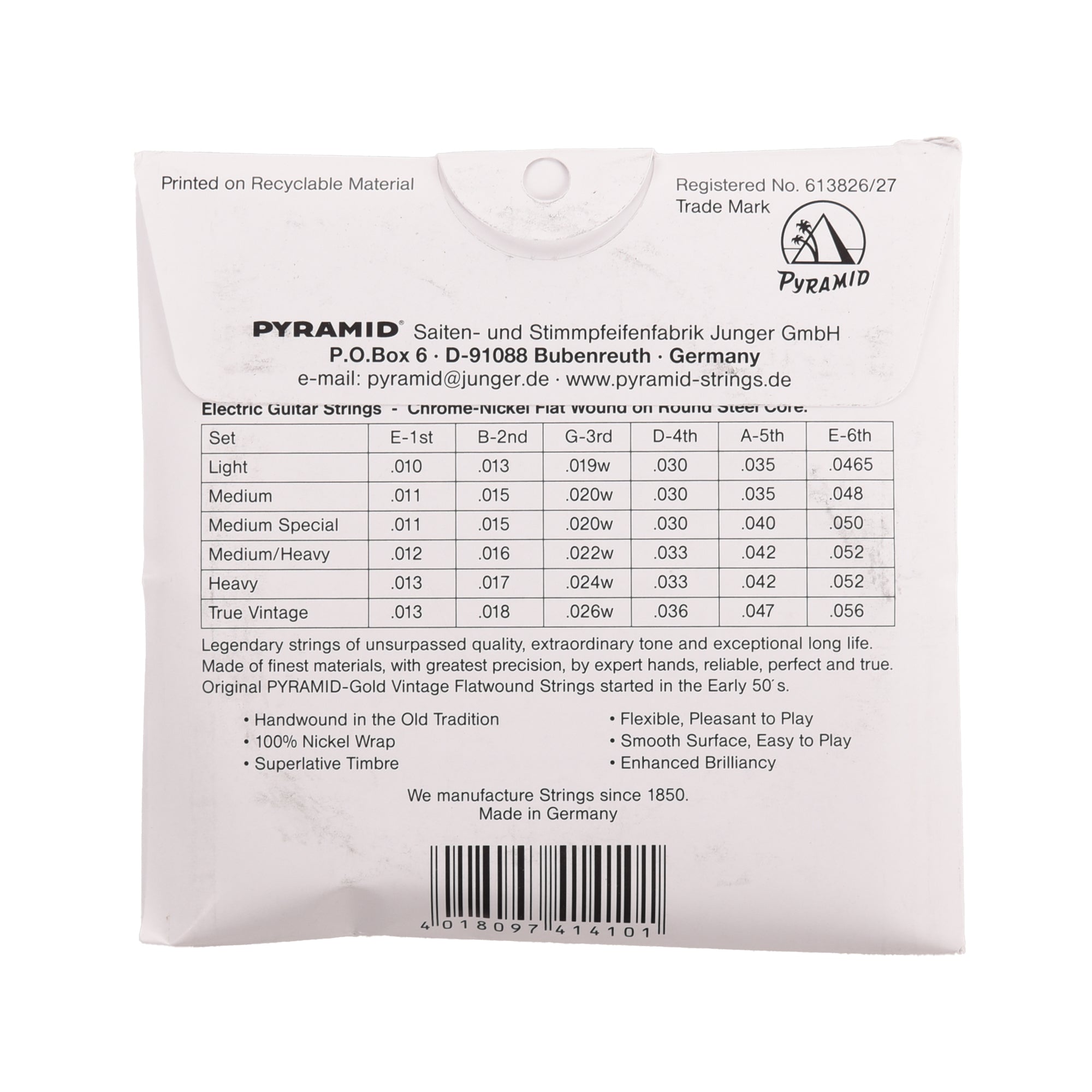Pyramid Gold Flatwound Medium / Heavy Electric Guitar Strings 12-52 Accessories / Strings / Guitar Strings