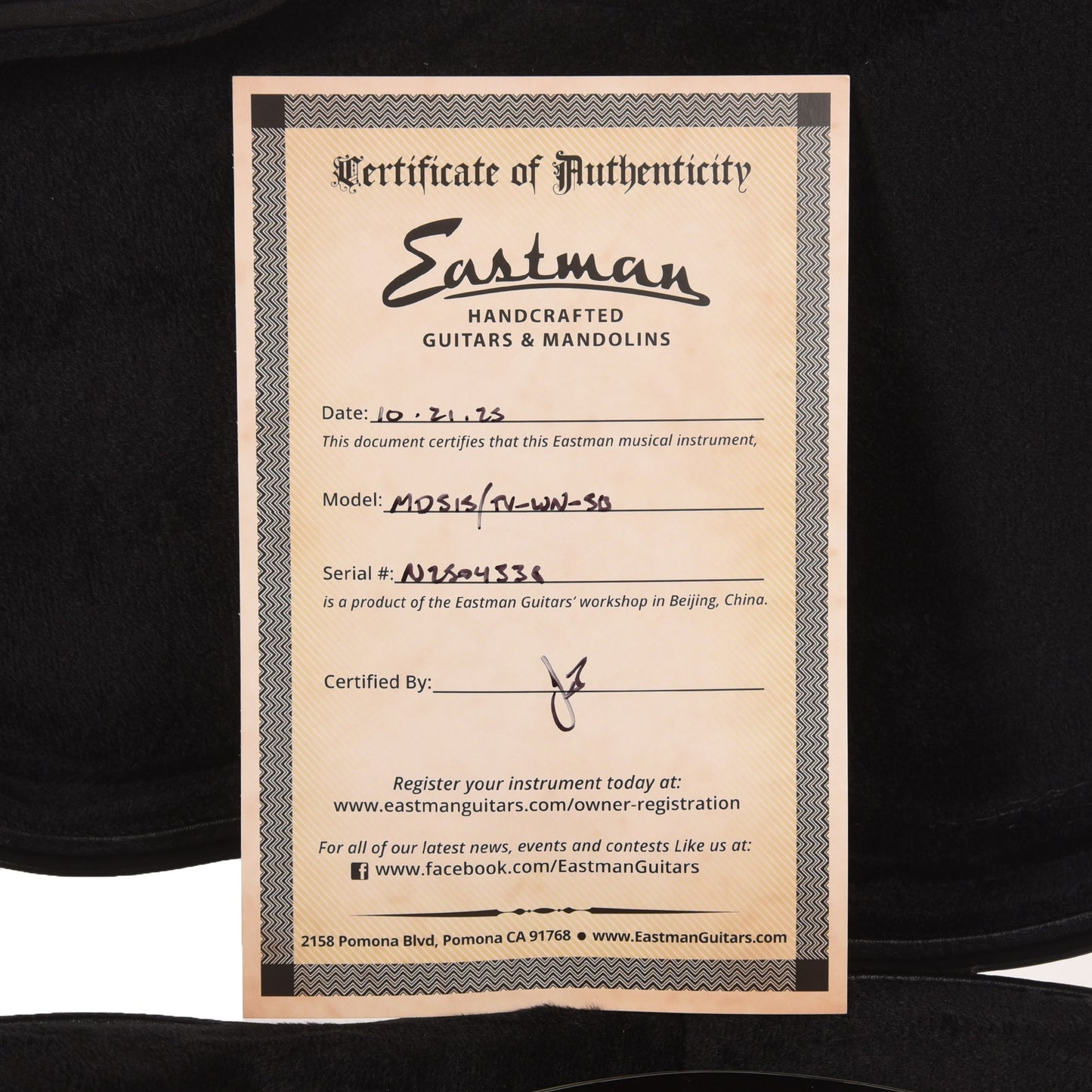 Eastman MD515/TV Spruce/Maple F-Style F-Hole Mandolin Vintage Sunburst Truetone Vintage Gloss