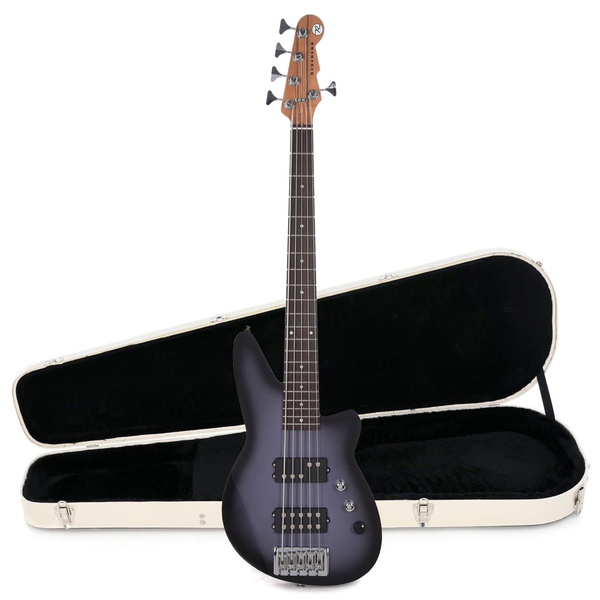 Reverend Mercalli 5 Bass Periwinkle Burst Hardshell Case Bundle Bass Guitars / 5-String or More