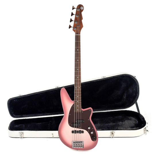 Reverend Decision P Bass Guitar Mulberry Pearl and Teardrop Two Tone Case Bundle Bass Guitars
