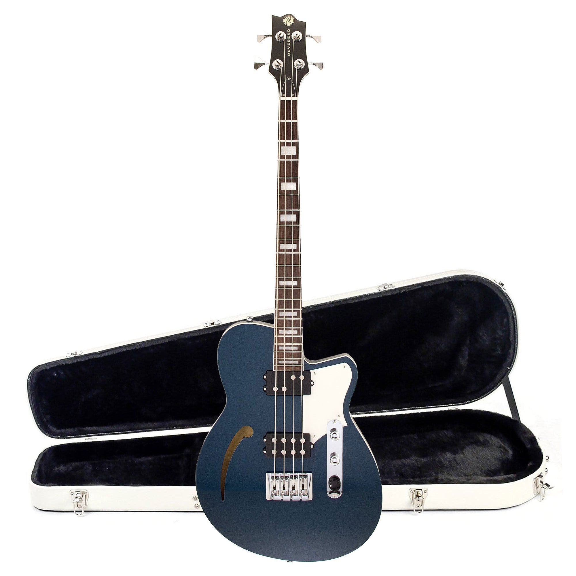 Reverend Dub King Bass Guitar High Tide Blue and Teardrop Two Tone Case Bundle Bass Guitars
