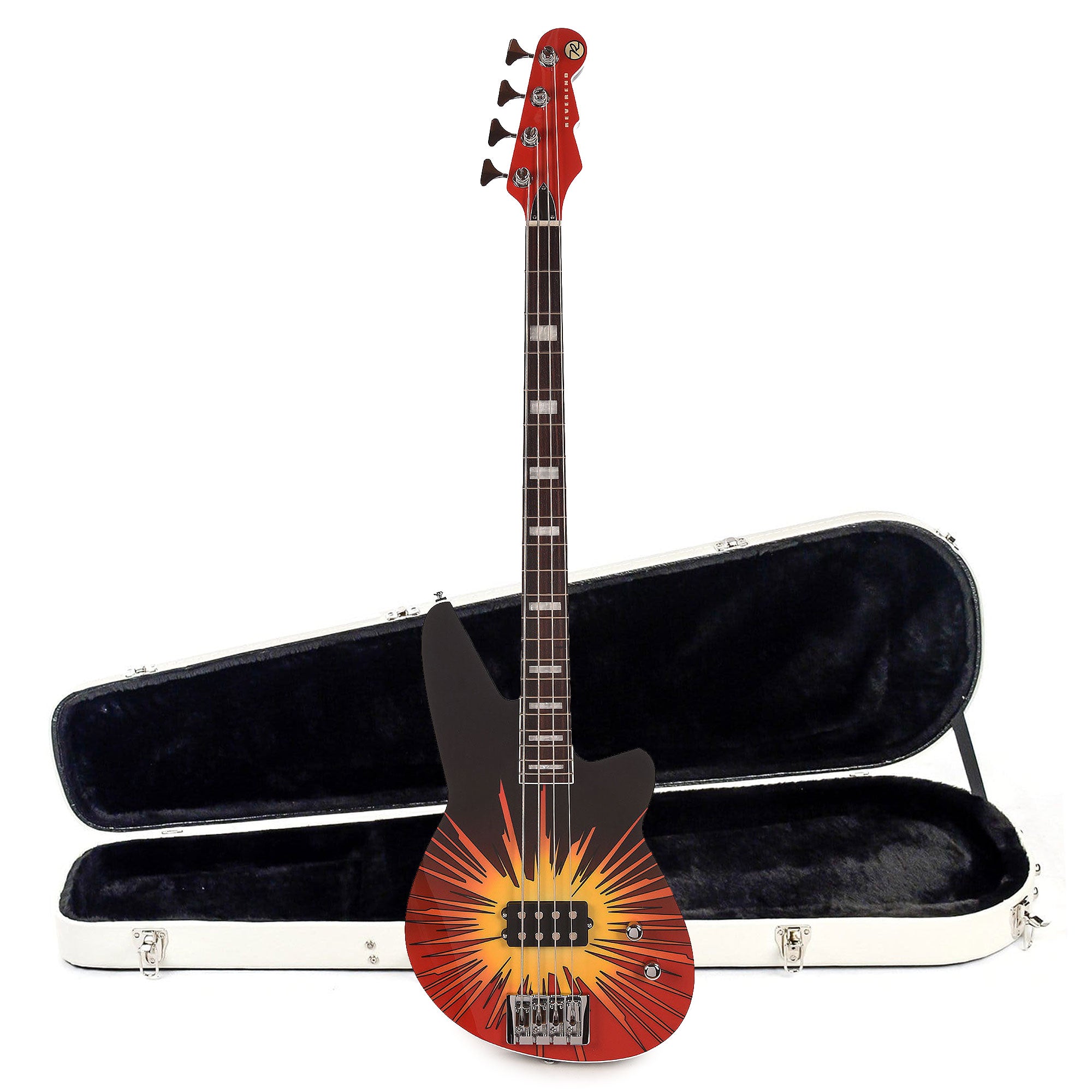 Reverend Greg Norton UltraBomb Graphic Bass Guitar and Teardrop Two Tone Case Bundle Bass Guitars