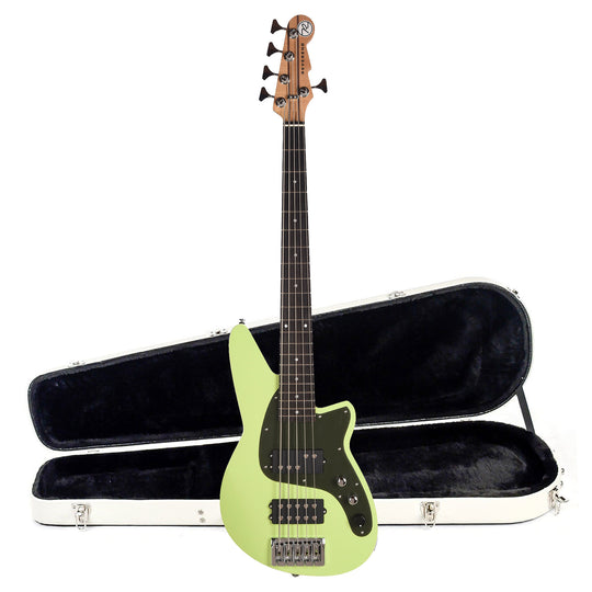 Reverend Mercalli 5 5-String Bass Guitar Citrus Cream and Teardrop Two Tone Case Bundle Bass Guitars