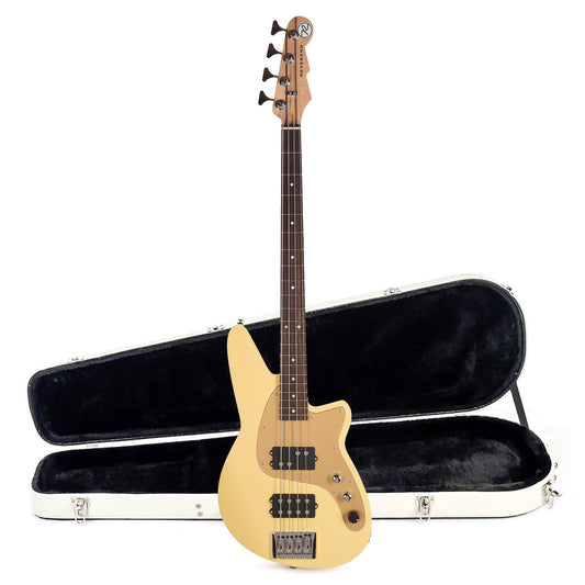 Reverend Mercalli Bass Guitar Powder Yellow and Teardrop Two Tone Case Bundle Bass Guitars