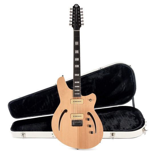 Reverend Airwave 12-String Electric Guitar Natural and Teardrop Two Tone Case Bundle Electric Guitars