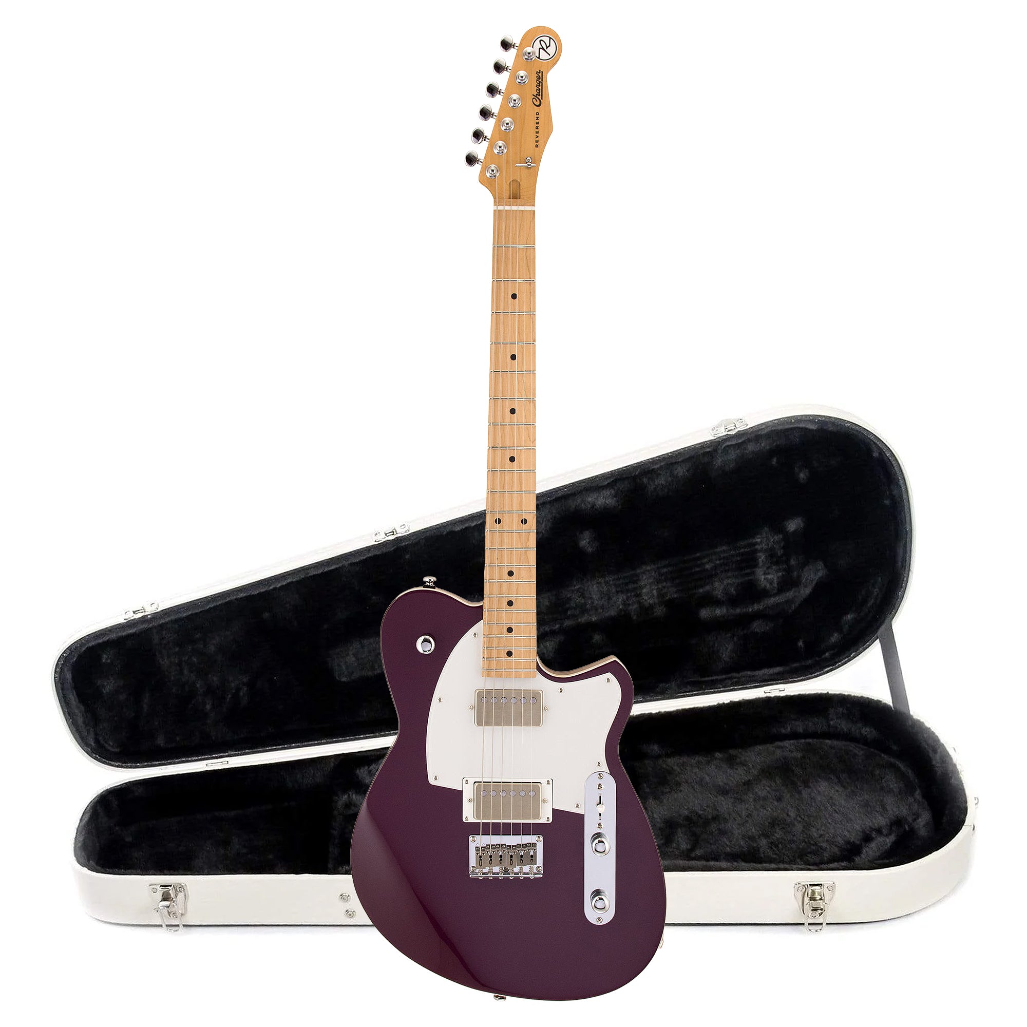Reverend Charger HH Electric Guitar Purple Punch and Teardrop Two Tone Case Bundle Electric Guitars