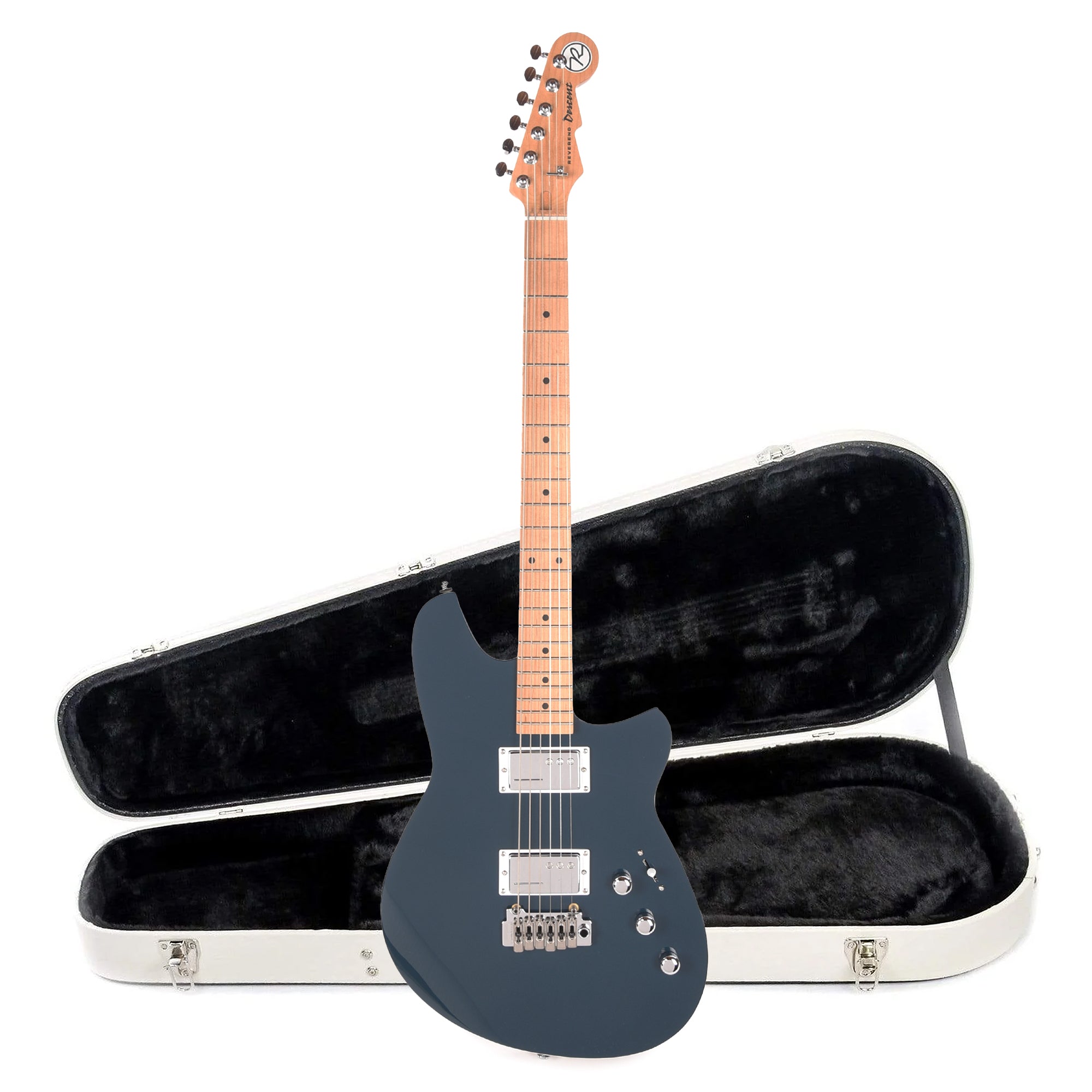 Reverend Descent Baritone Electric Guitar w/ Wilkinson High Tide Blue and Teardrop Two Tone Case Bundle Electric Guitars