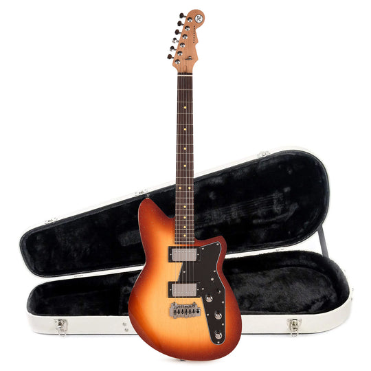 Reverend Jetstream HB Electric Guitar Fire Burst Sparkle and Teardrop Two Tone Case Bundle Electric Guitars