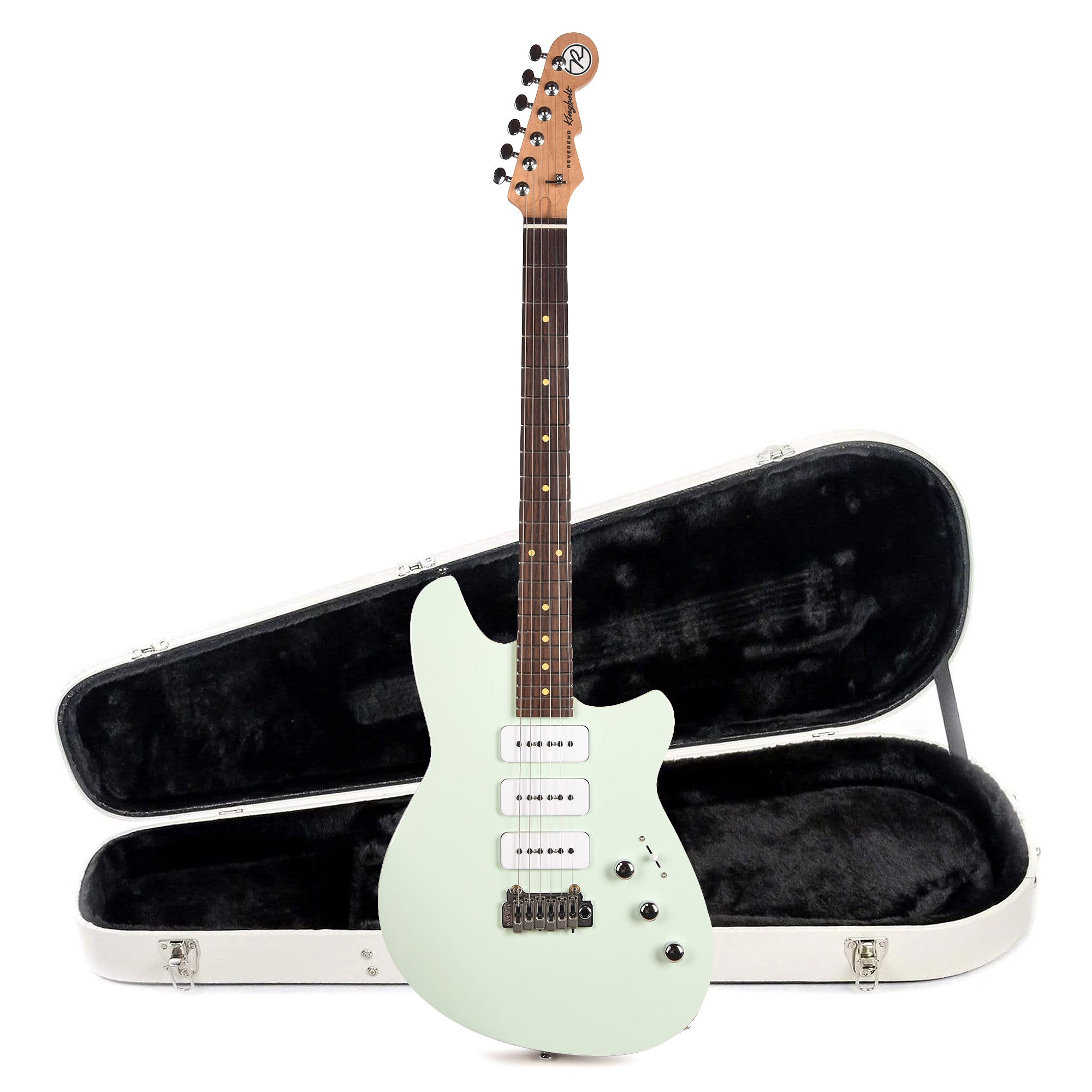 Reverend Kingbolt 390 Electric Guitar Iconic Blue and Teardrop Two Tone Case Bundle Electric Guitars