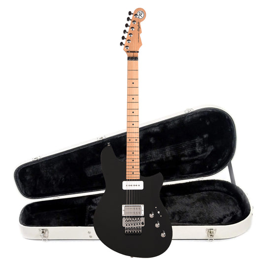 Reverend Kingbolt H90 Electric Guitar w/ Floyd Rose Midnight Black and Teardrop Two Tone Case Bundle Electric Guitars