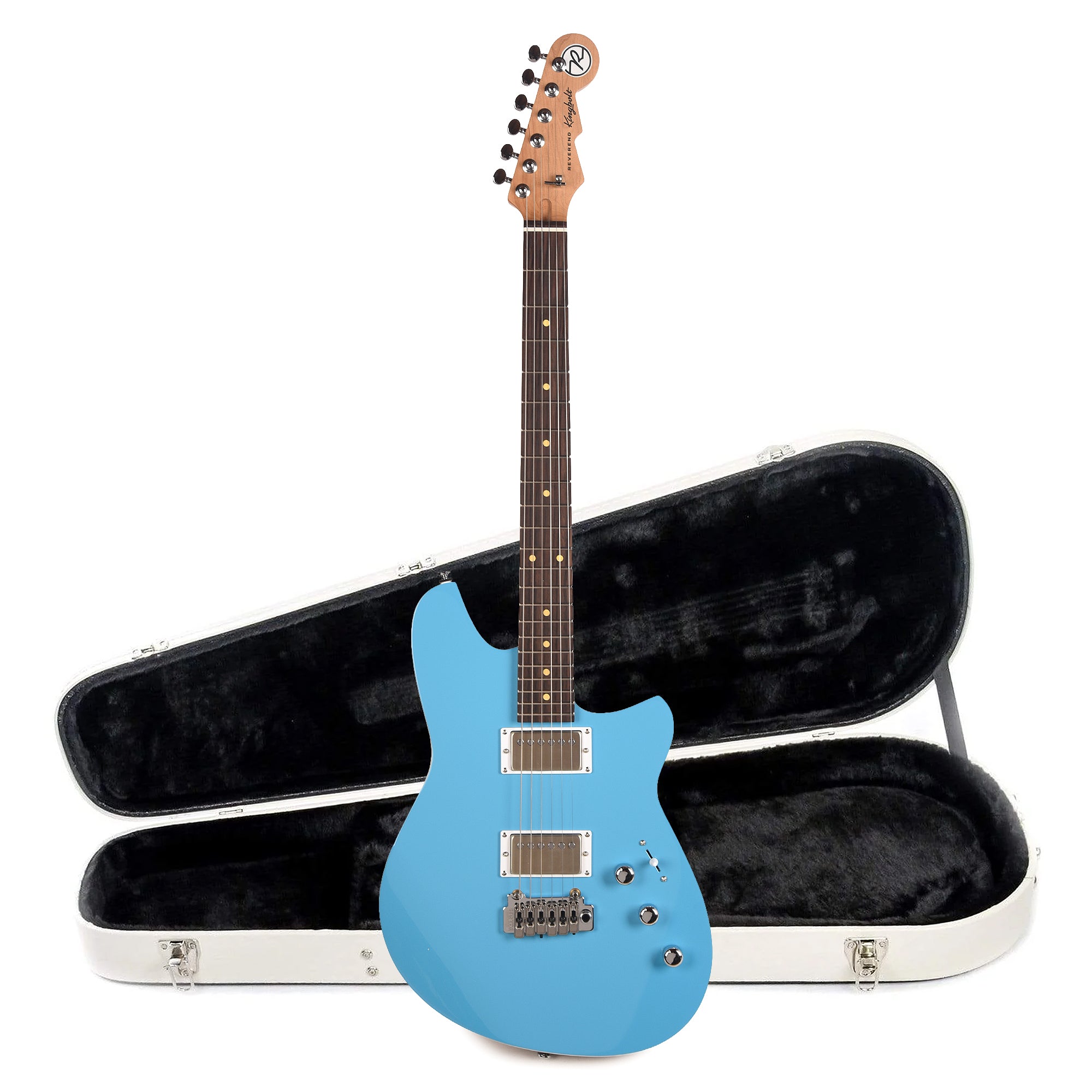 Reverend Kingbolt HH Electric Guitar Ohana Blue and Teardrop Two Tone Case Bundle Electric Guitars