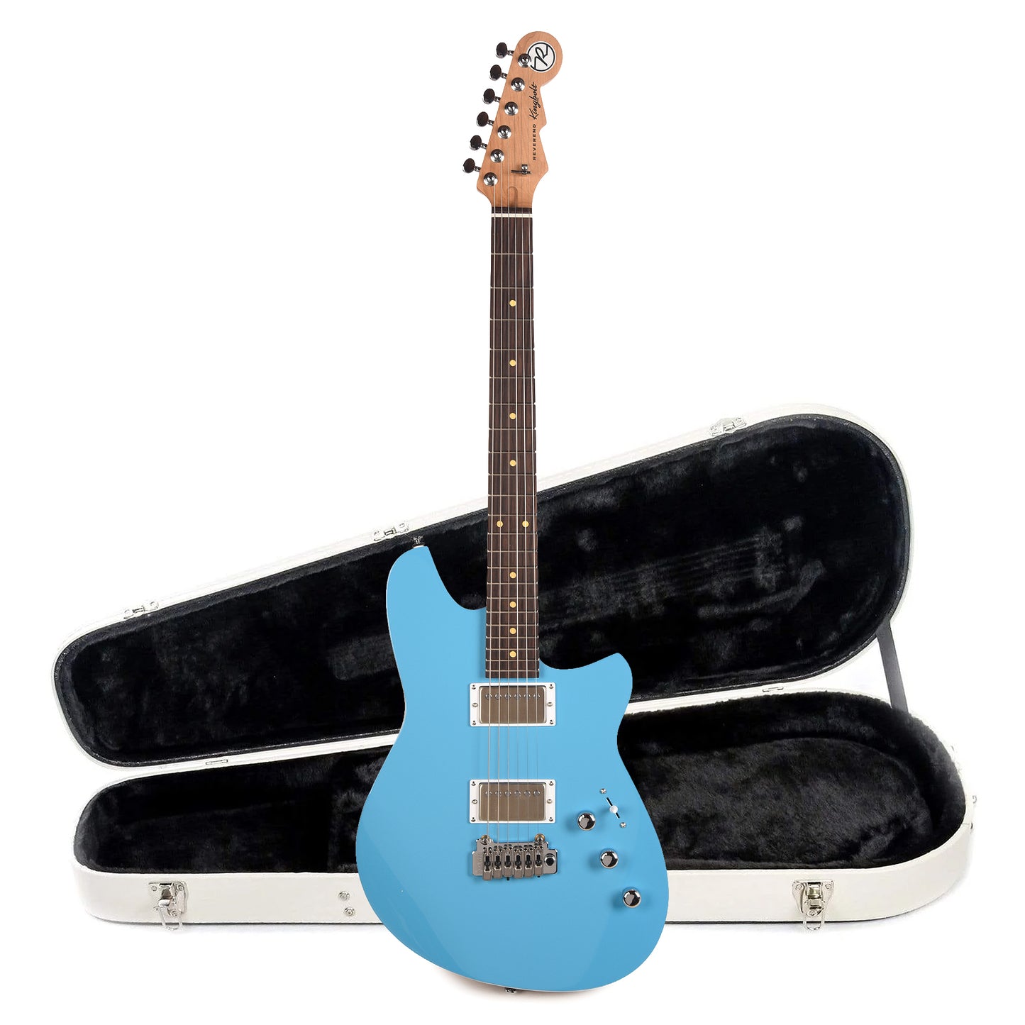 Reverend Kingbolt HH Electric Guitar Ohana Blue and Teardrop Two Tone Case Bundle Electric Guitars