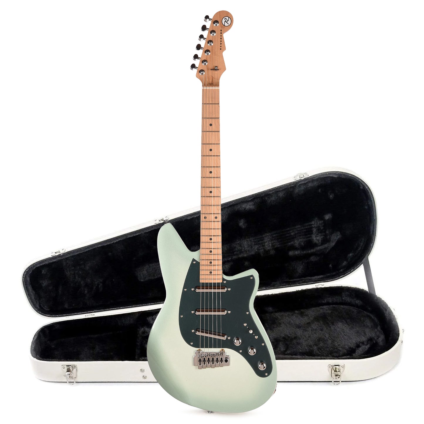Reverend SPY Electric Guitar Alpine Pearl and Teardrop Two Tone Case Bundle Electric Guitars