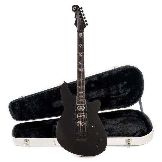 Reverend Vernon Reid Signature The Darque Midnight Black Electric Guitar and Teardrop Two Tone Case Bundle Electric Guitars