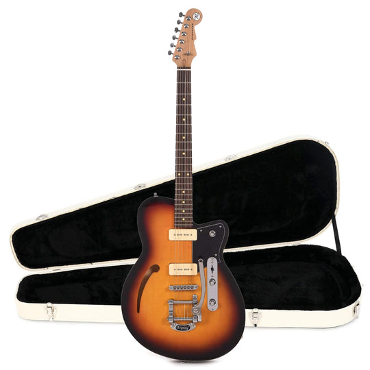 Reverend Club King 290 3-Tone Burst w/Bigsby Hardshell Case Bundle Electric Guitars / Semi-Hollow