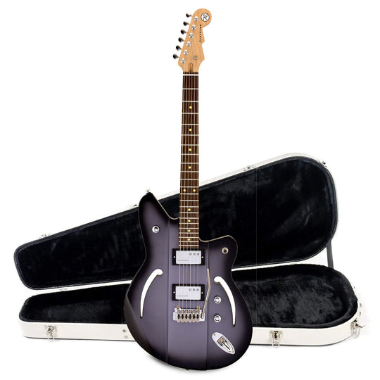 Reverend Airsonic W Periwinkle Burst Hardshell Case Bundle Electric Guitars / Solid Body