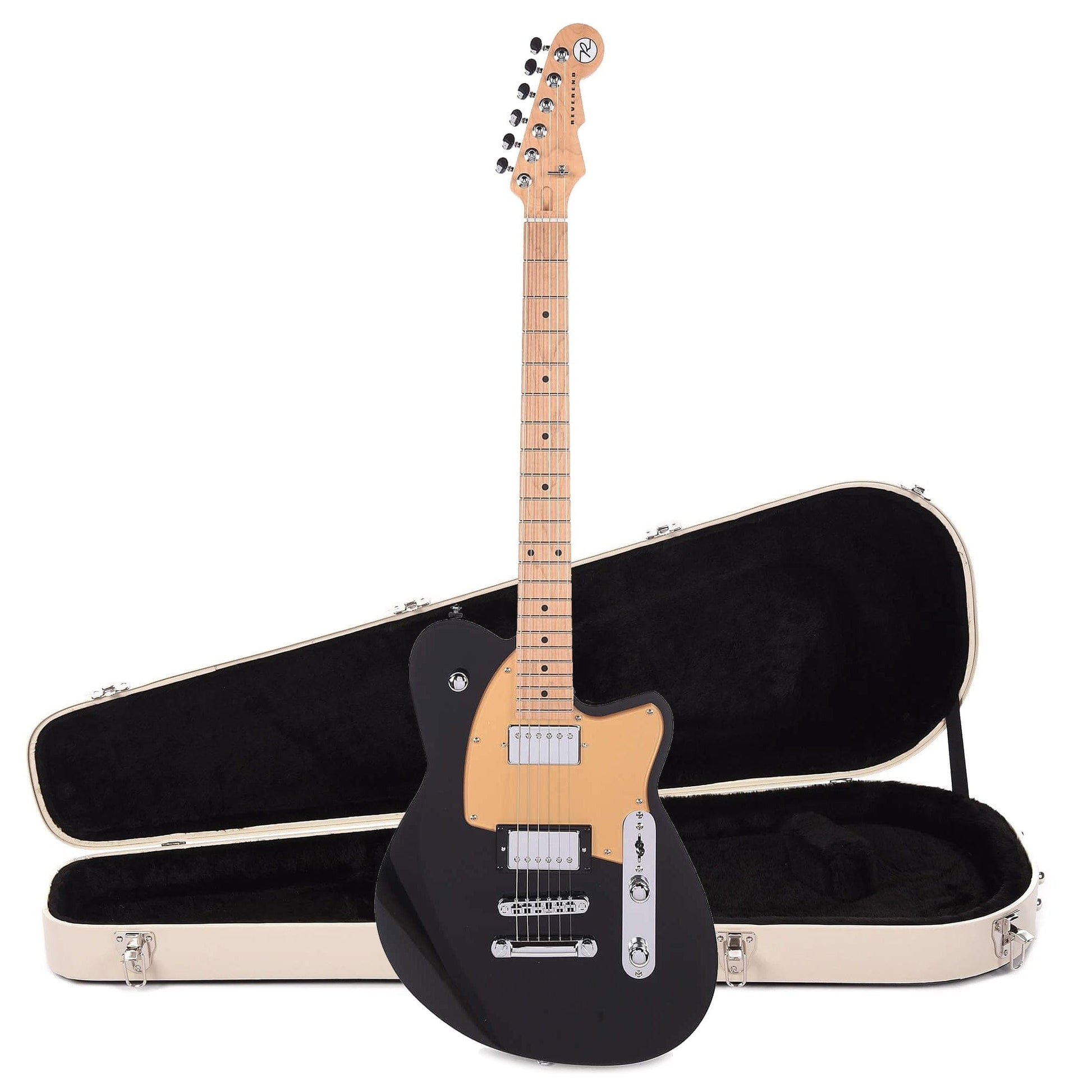 Reverend Charger HB Midnight Black Hardshell Case Bundle Electric Guitars / Solid Body