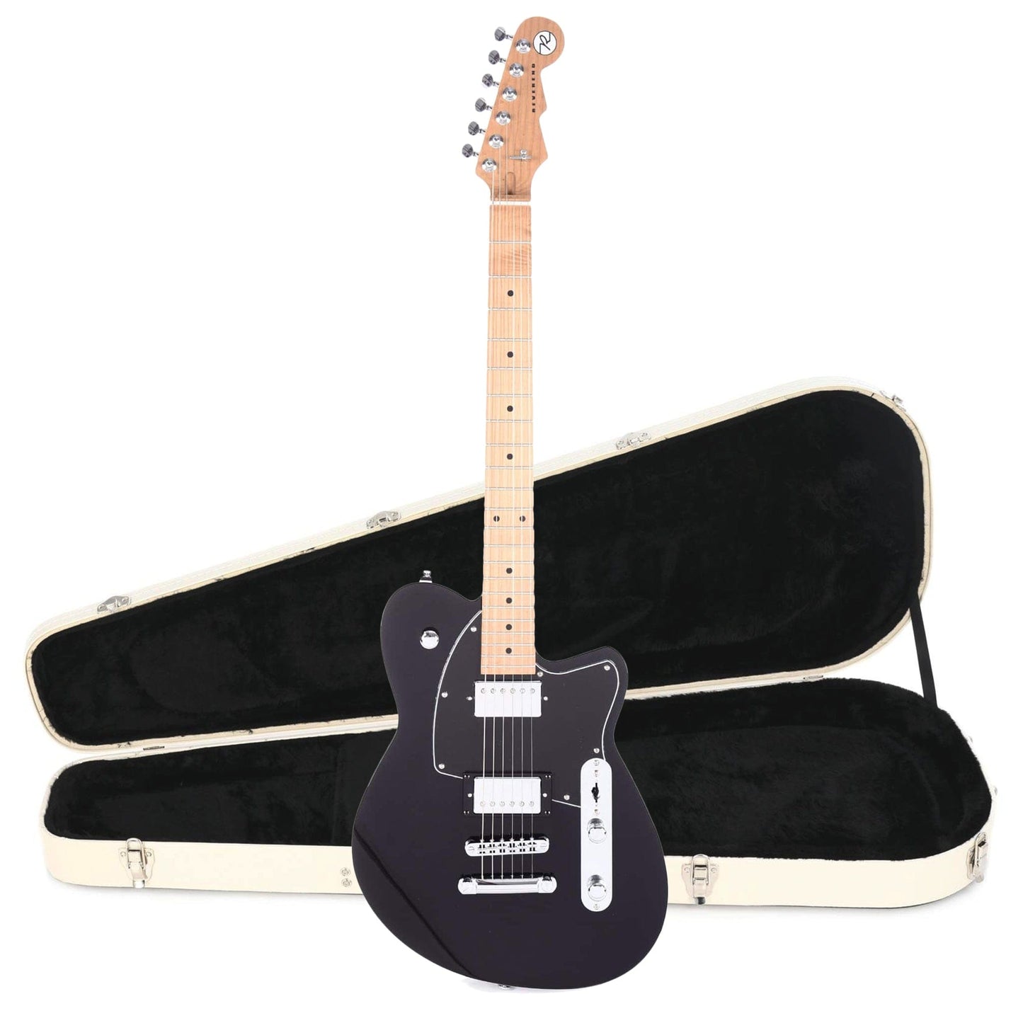 Reverend Charger HB Midnight Black Hardshell Case Bundle Electric Guitars / Solid Body