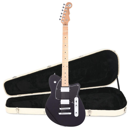 Reverend Charger HB Midnight Black Hardshell Case Bundle Electric Guitars / Solid Body