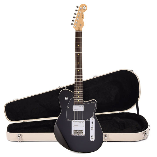Reverend Crosscut Midnight Black Hardshell Case Bundle Electric Guitars / Solid Body