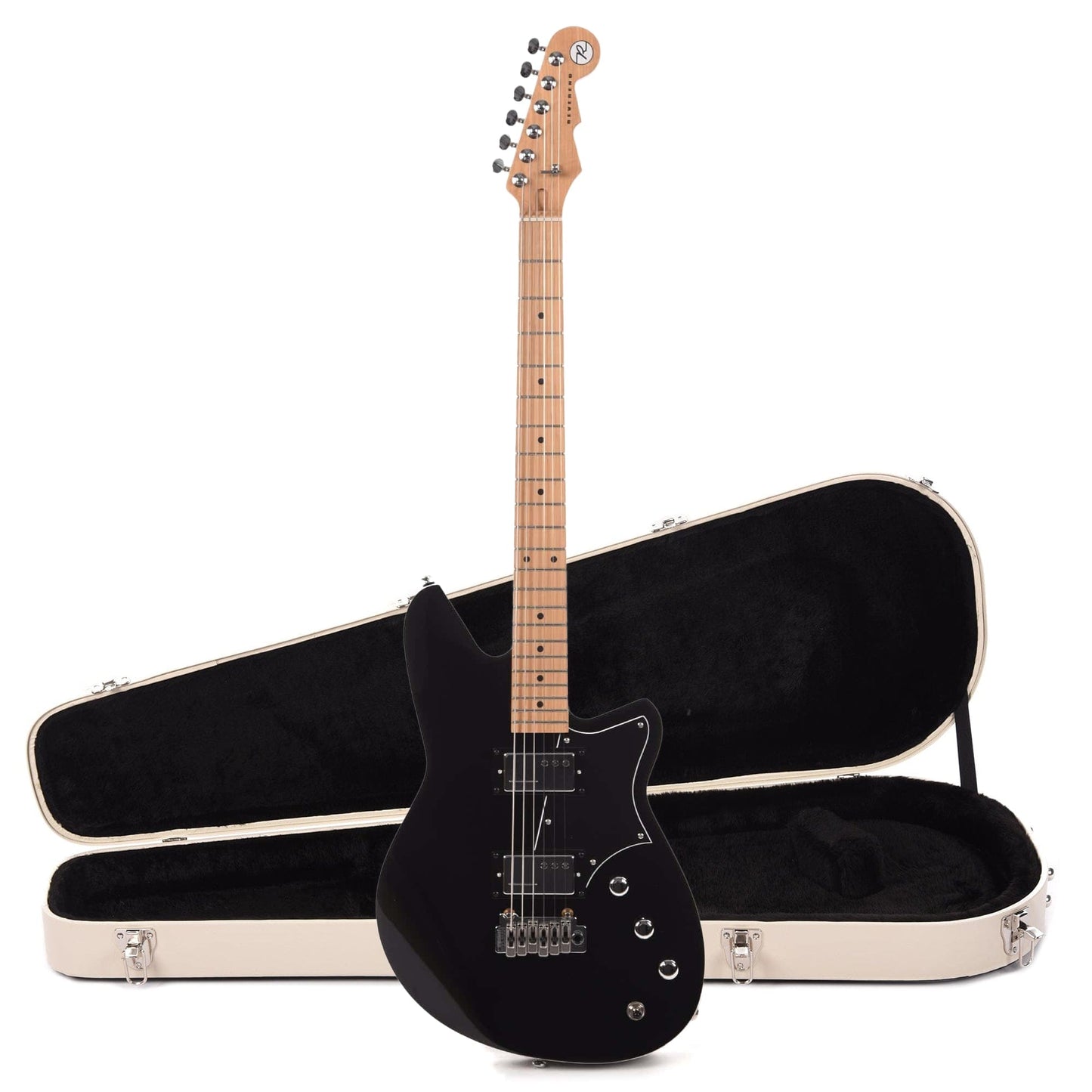 Reverend Descent RA Baritone Midnight Black Hardshell Case Bundle Electric Guitars / Solid Body
