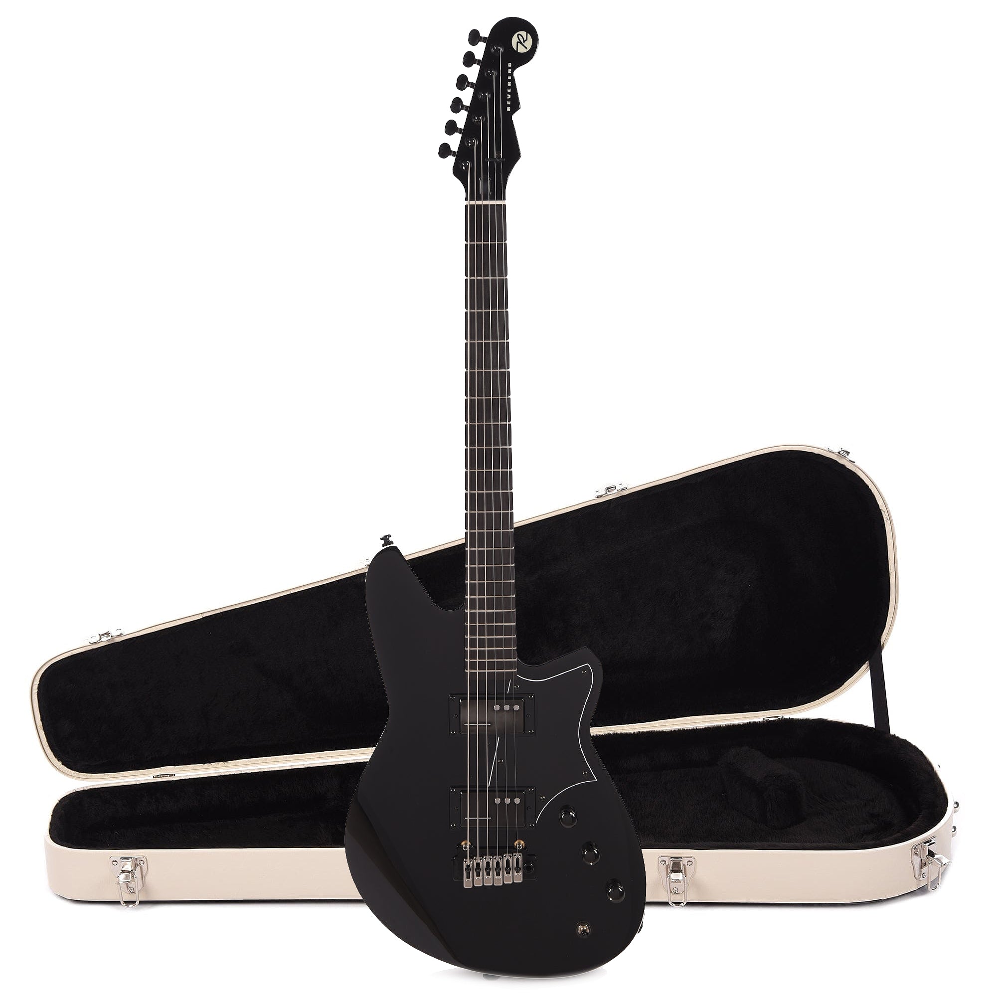 Reverend Descent W Baritone Blackout and Hardshell Case Bundle Electric Guitars / Solid Body