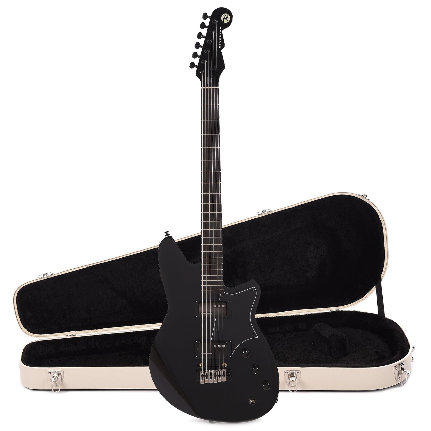 Reverend Descent W Baritone Blackout and Hardshell Case Bundle Electric Guitars / Solid Body