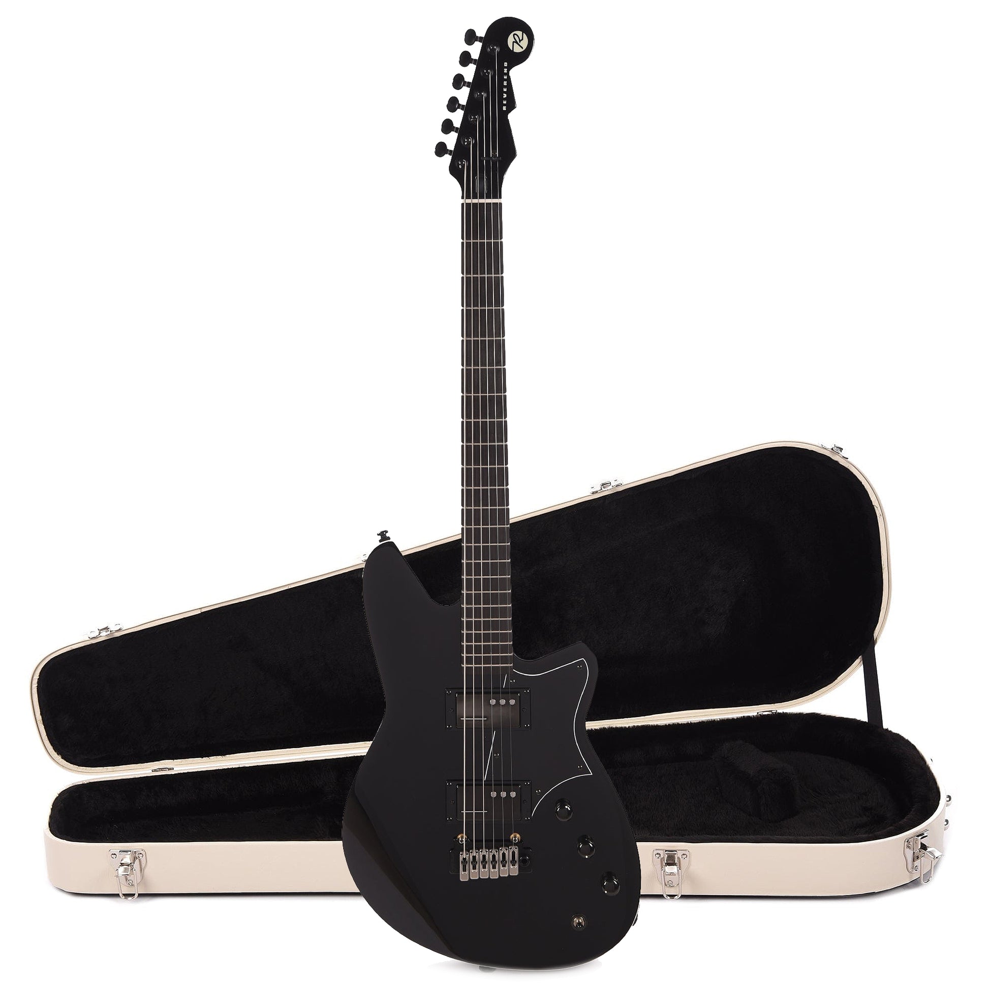 Reverend Descent W Baritone Blackout and Hardshell Case Bundle Electric Guitars / Solid Body